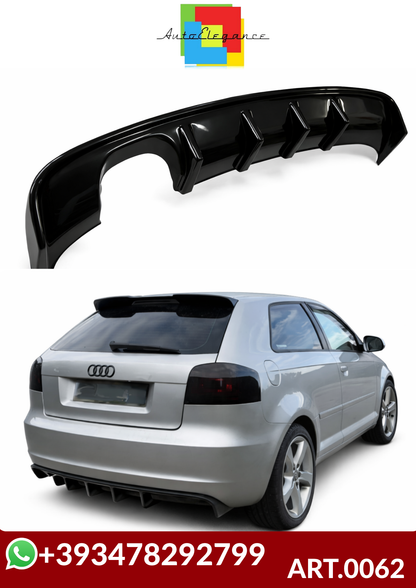 💕ART.0062  DIFFUSORE AUDI A3 8P 2008-2012 3/5 PORTE LOOK RS3 NERO LUCIDO  💕