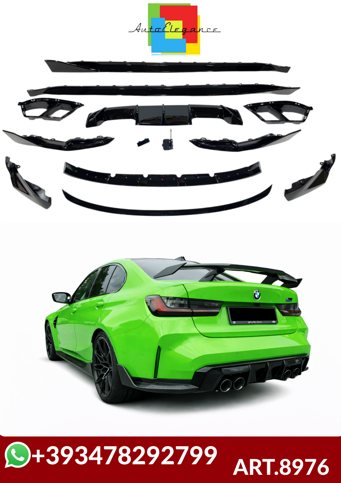 💕ART.8976  BODYKIT   BMW G80 M3 Look M Performance Nero lucido 💕