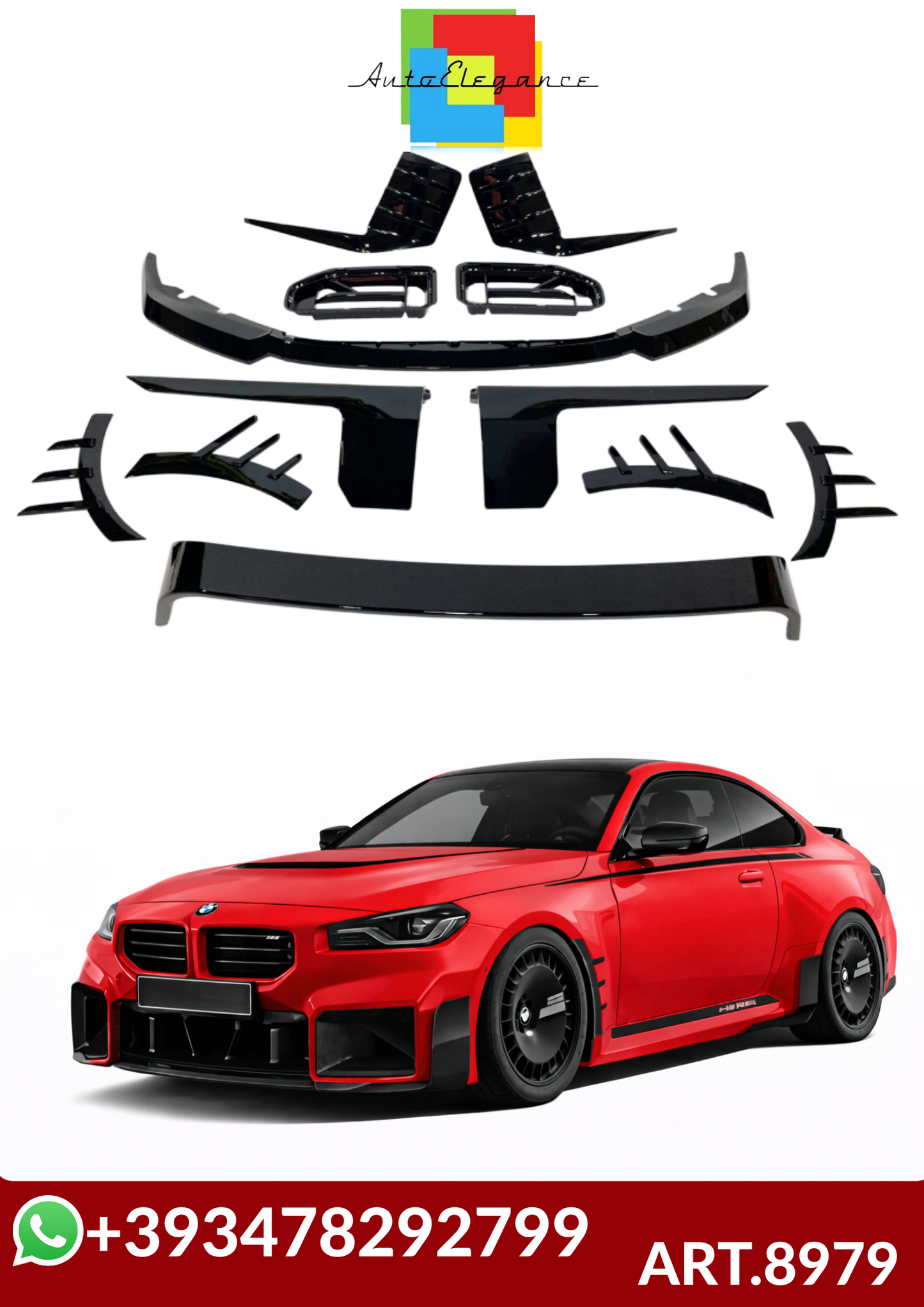 💕ART.8979  BODYKIT BMW G87 M2 Look M Performance Nero lucido 💕