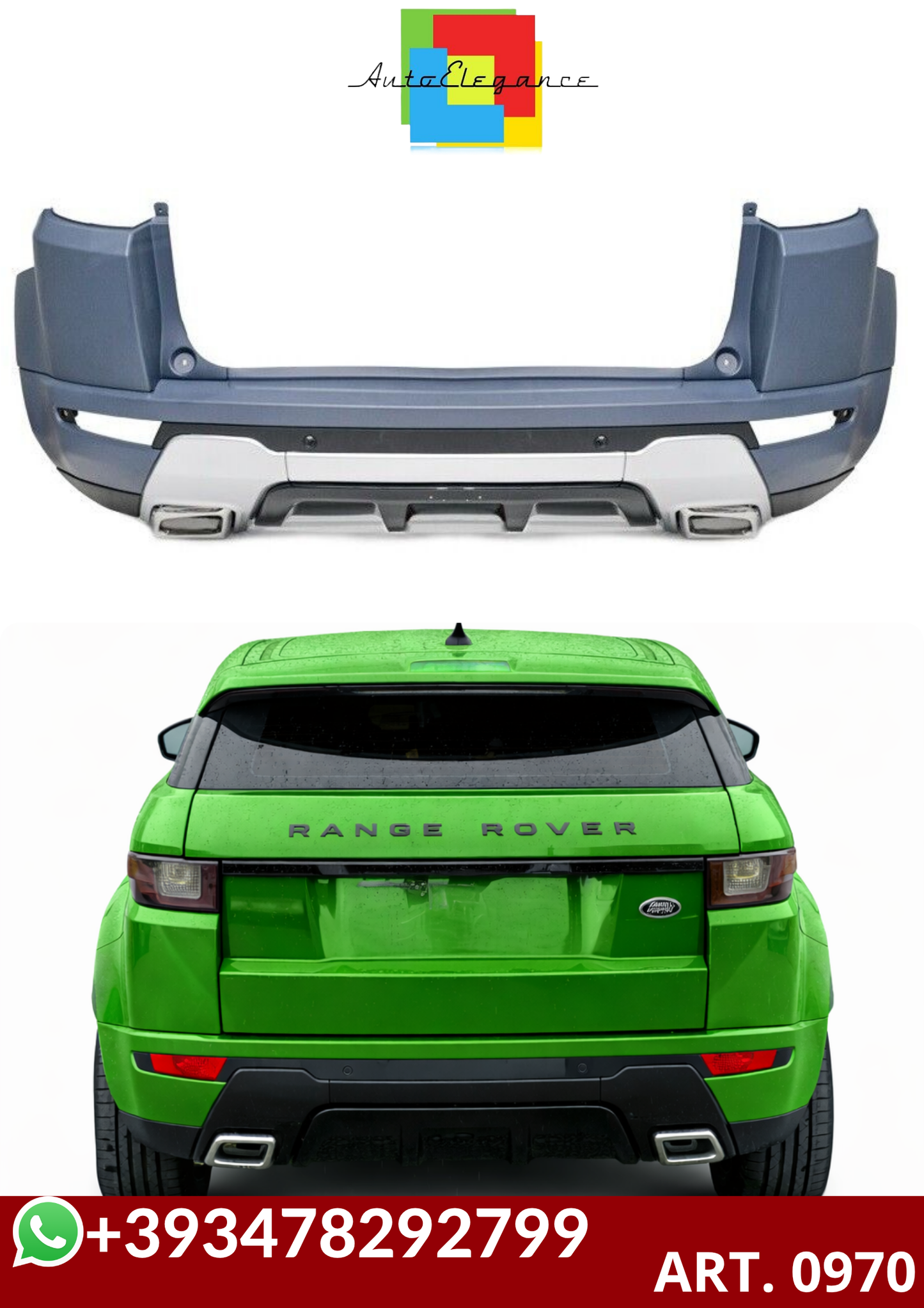 💕ART. 0970 PARAURTI POSTERIORE RANGE ROVER  EVOQUE L538 10-19 LOOK DYNAMIC💕