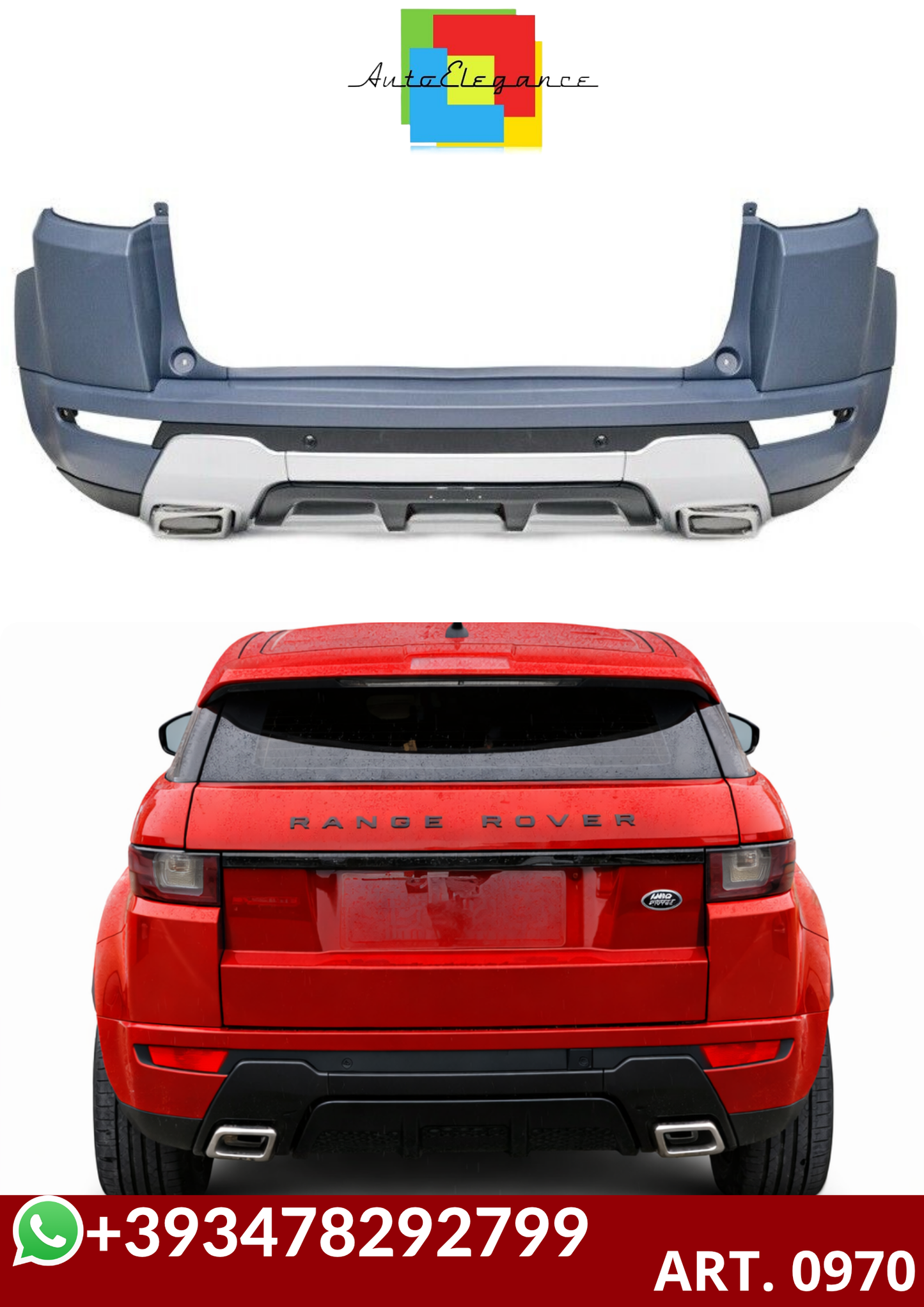 💕ART. 0970 PARAURTI POSTERIORE RANGE ROVER  EVOQUE L538 10-19 LOOK DYNAMIC💕