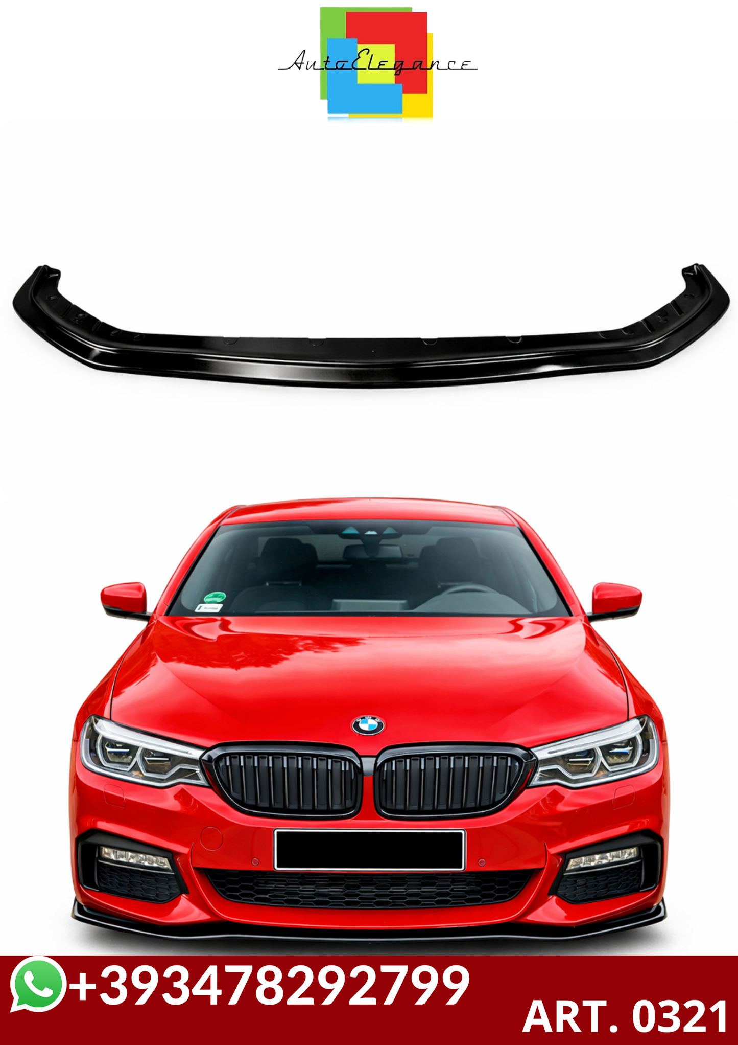 💕ART. 0321 SPLITTER BMW SERIE 5 G30 G31 2017-2020 MSPORT NERO LUCIDO💕