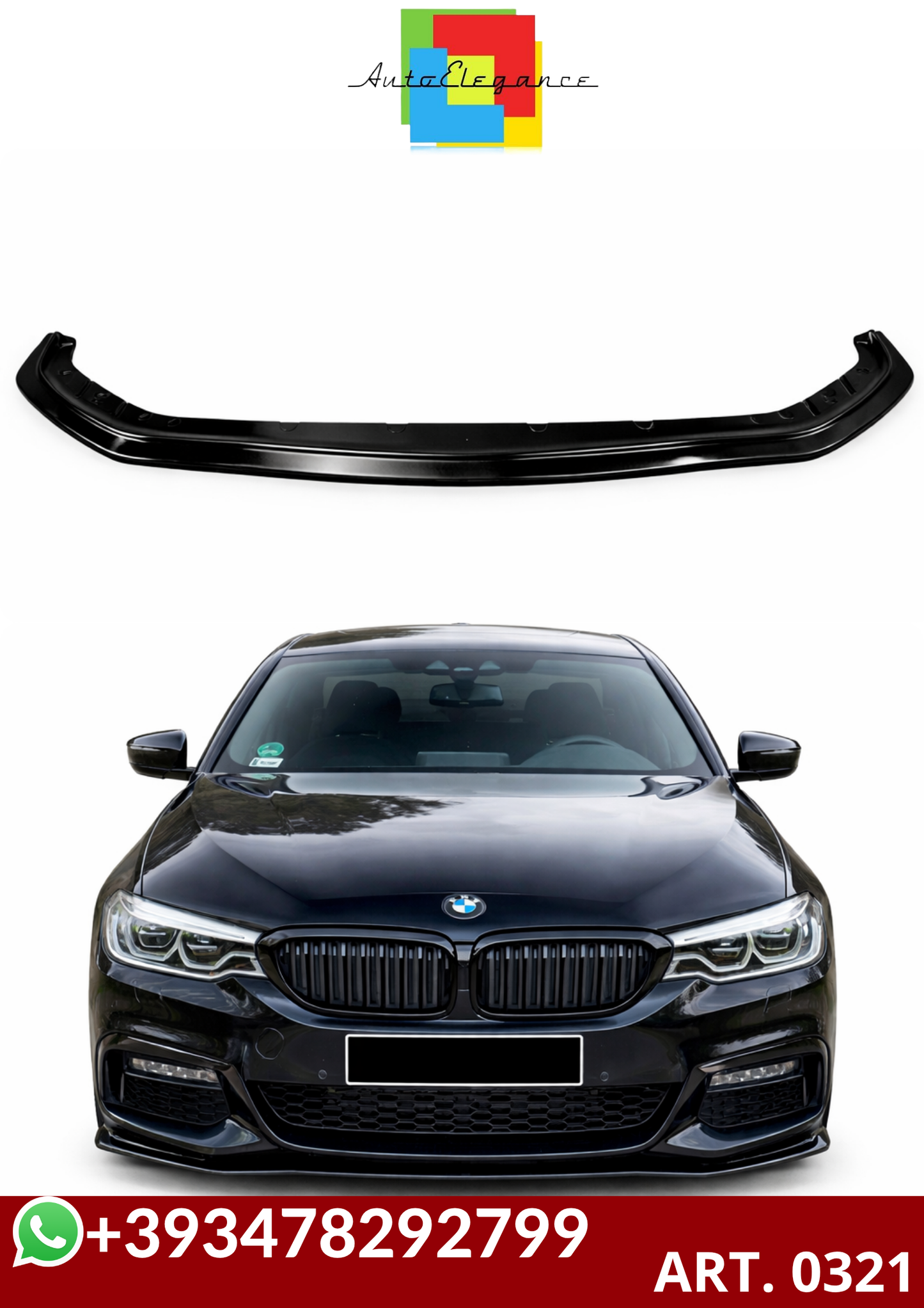 💕ART. 0321 SPLITTER BMW SERIE 5 G30 G31 2017-2020 MSPORT NERO LUCIDO💕