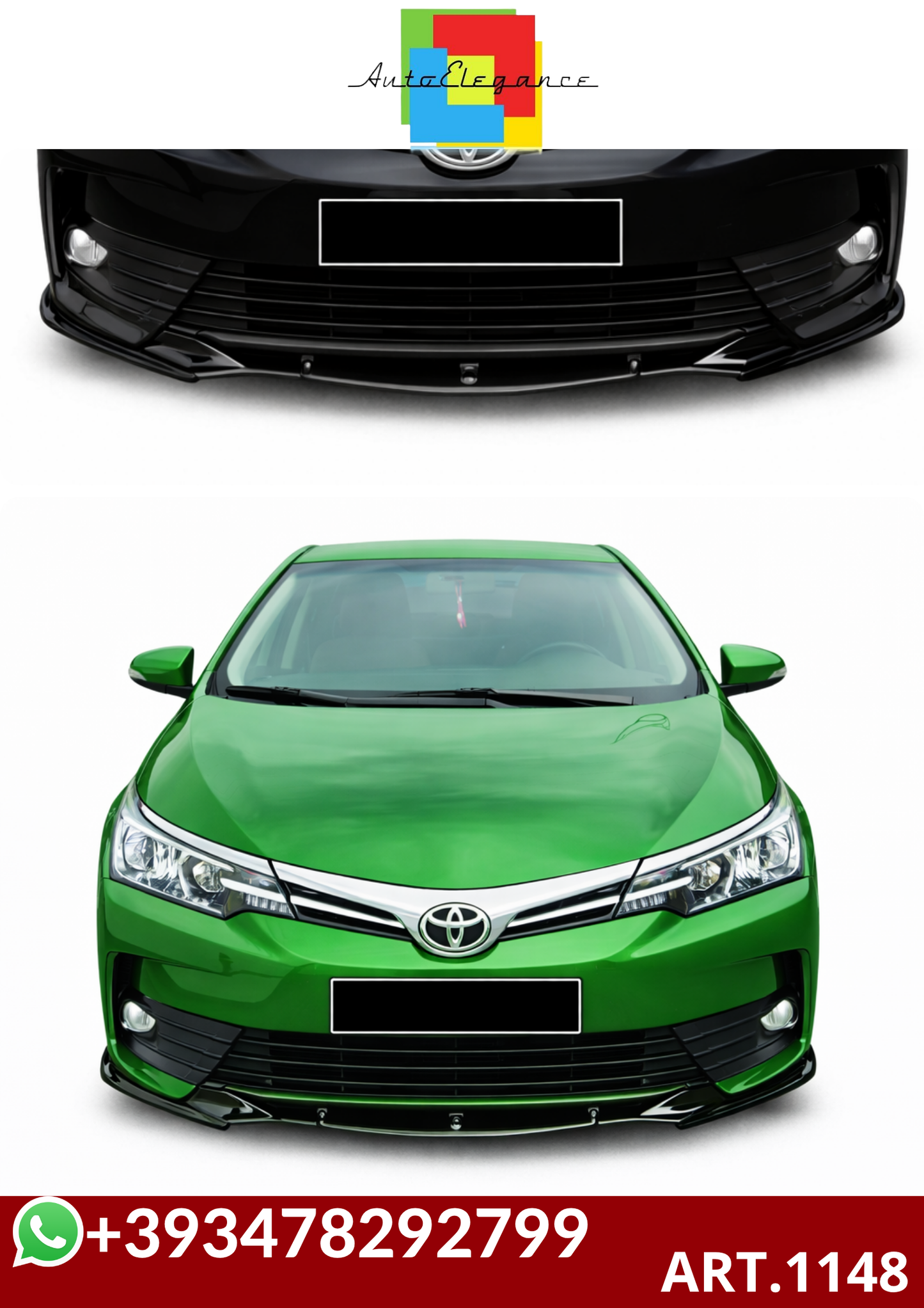 💕ART.1148  SPLITTER TOYOTA COROLLA E170 2013-2018 TREND NERO LUCIDO💕