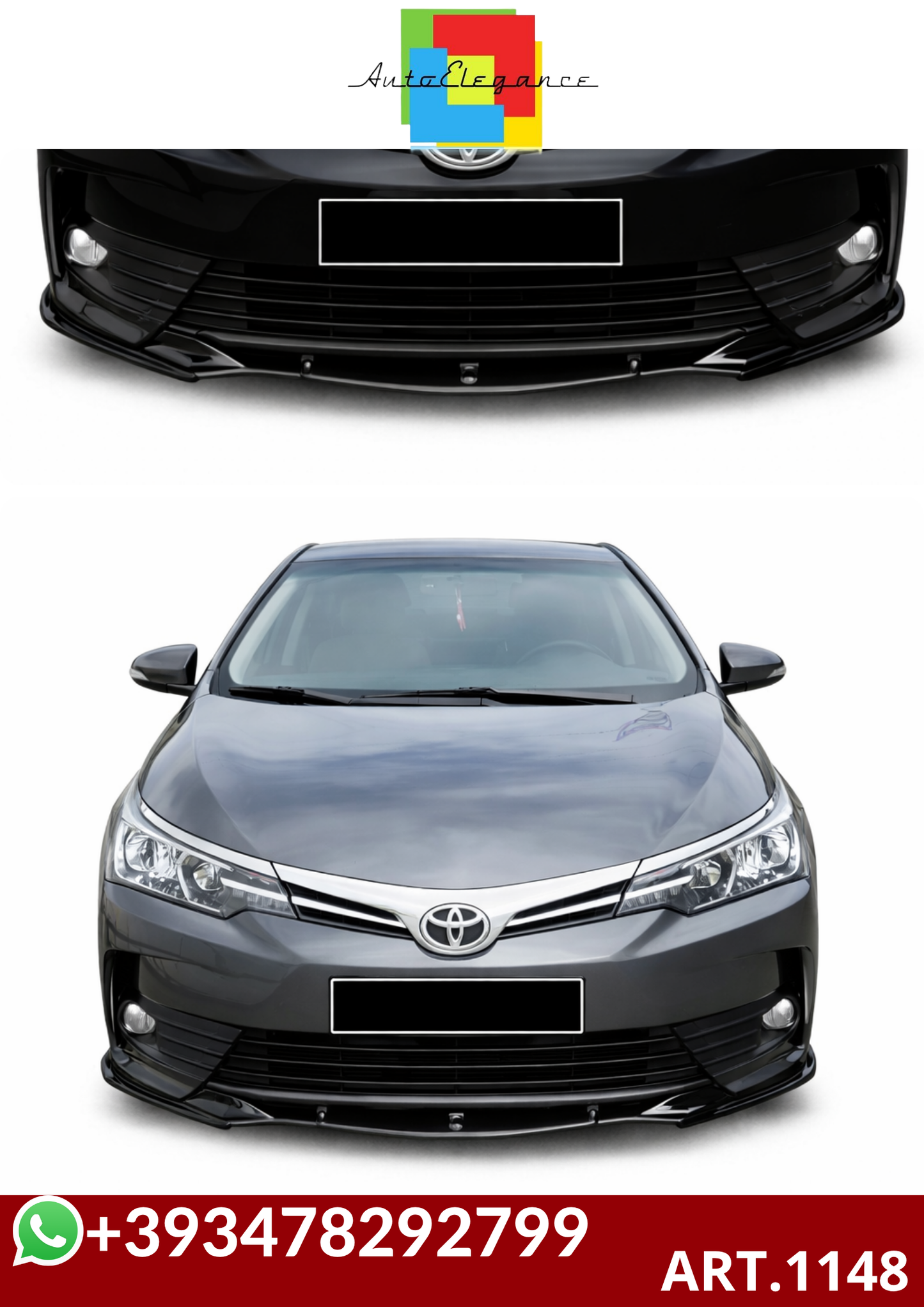 💕ART.1148  SPLITTER TOYOTA COROLLA E170 2013-2018 TREND NERO LUCIDO💕