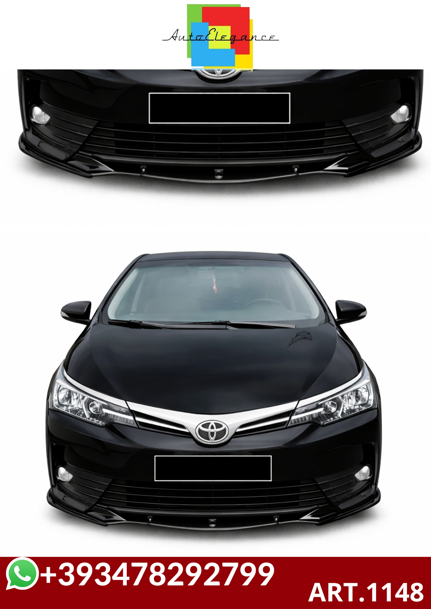 💕ART.1148  SPLITTER TOYOTA COROLLA E170 2013-2018 TREND NERO LUCIDO💕