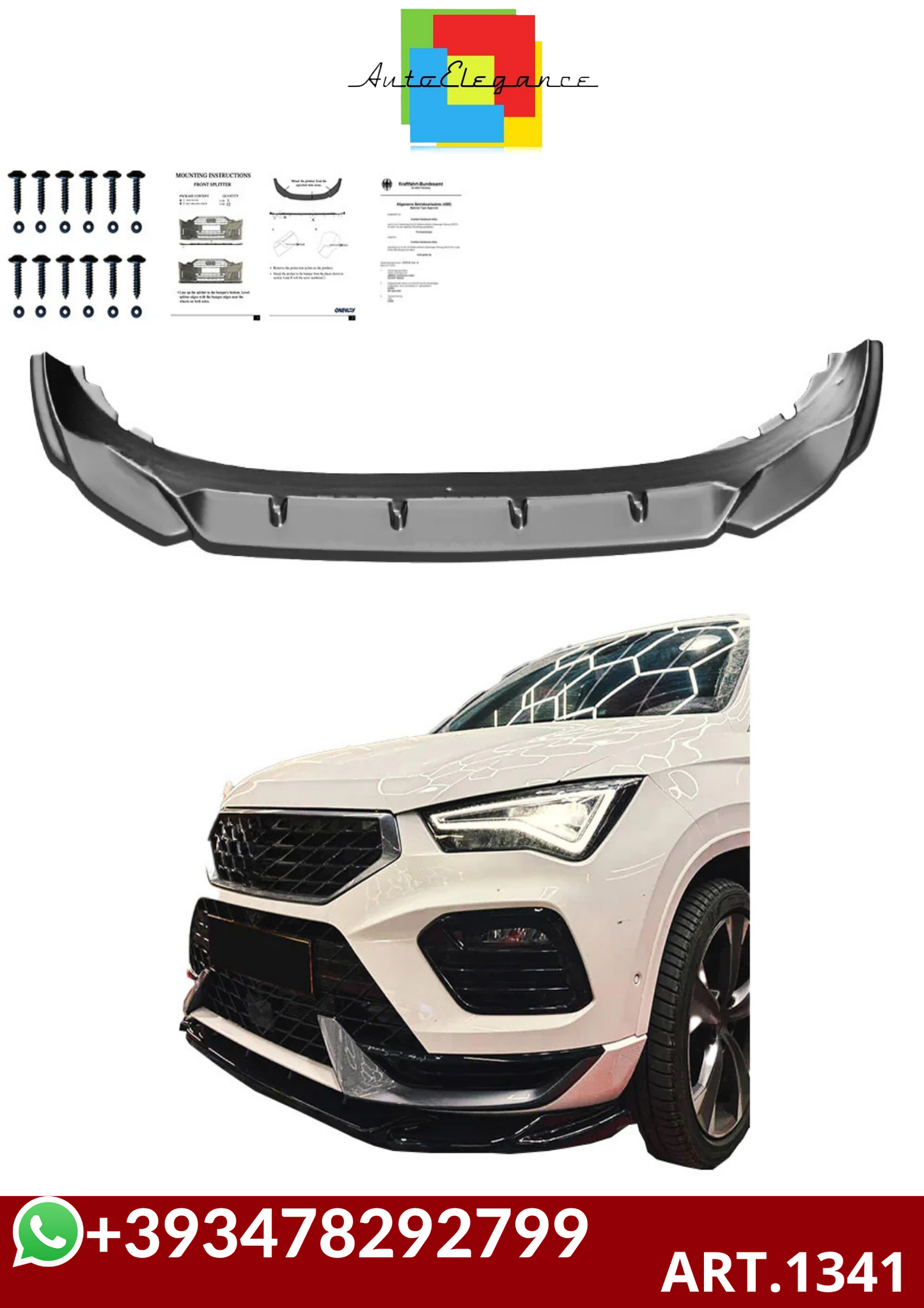 💕ART.1341 SPLITTER CUPRA ATECA MK1 2018-2024 NERO LUCIDO💕