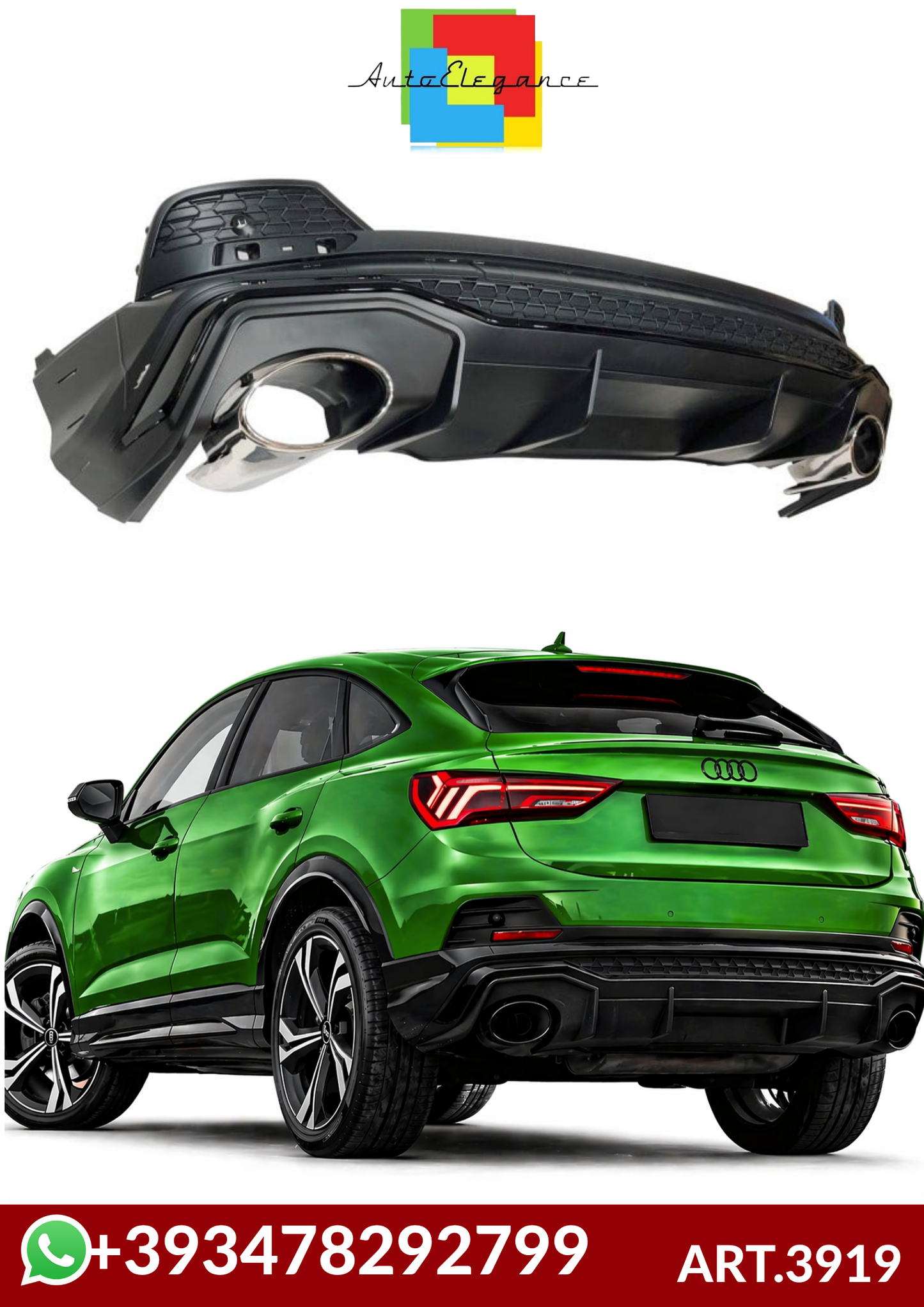 ART.3919 Diffusore Audi Q3 F3 Sportback (2019-2023) S-Line LOOK  RSQ3
