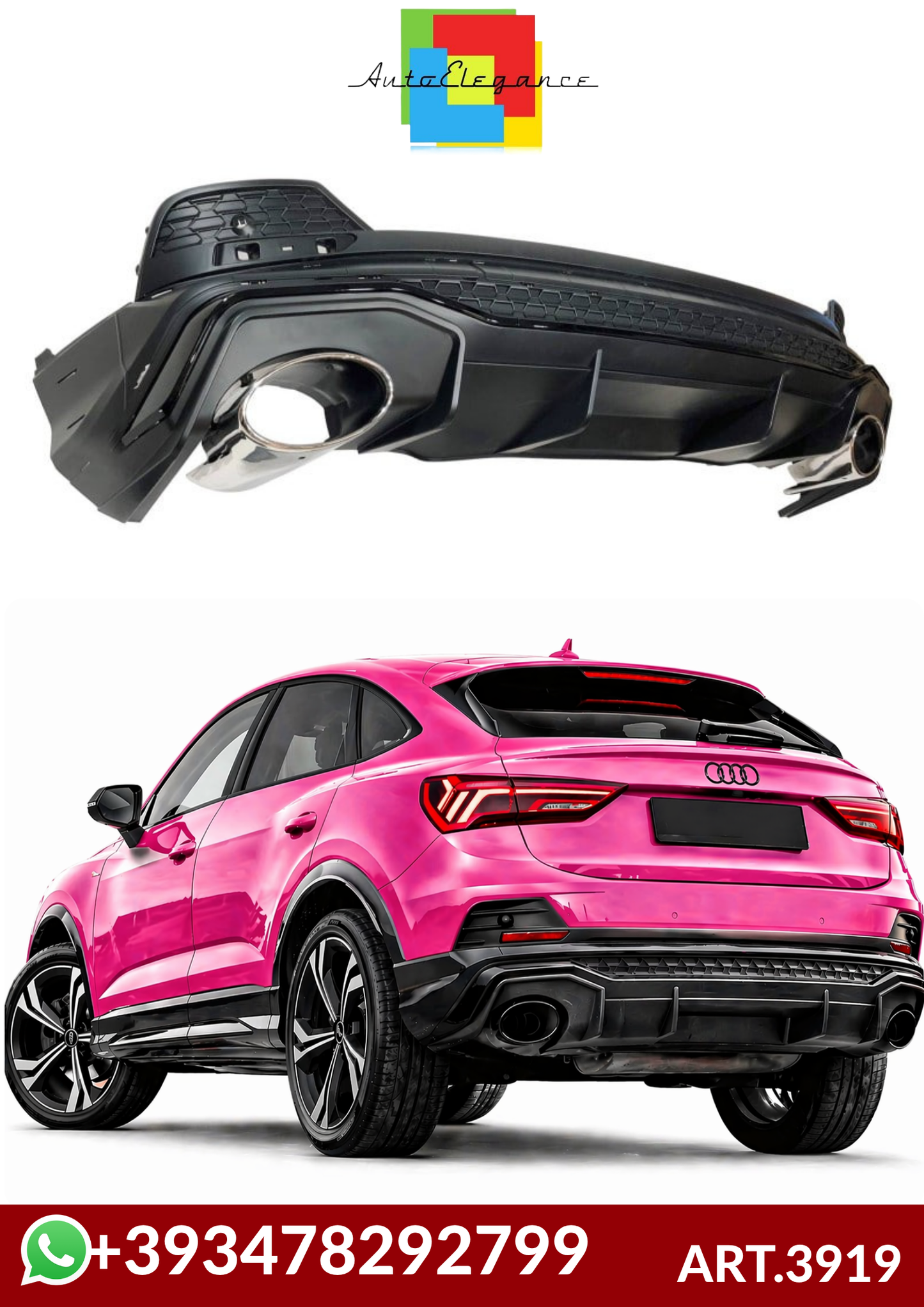 ART.3919 Diffusore Audi Q3 F3 Sportback (2019-2023) S-Line LOOK  RSQ3