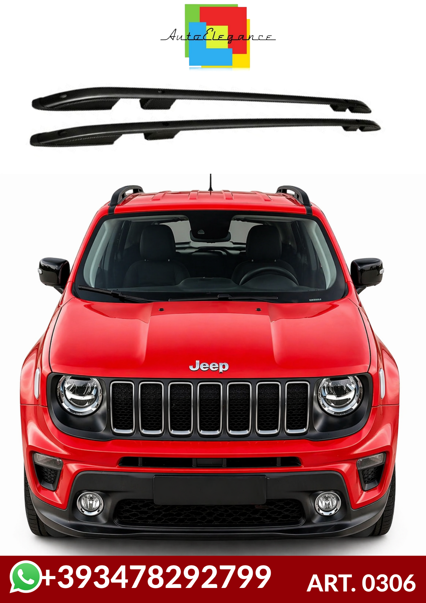 💕ART. 0306 + ART.2066 MANCORRENTI JEEP RENEGADE 2014-2023 NERI💕