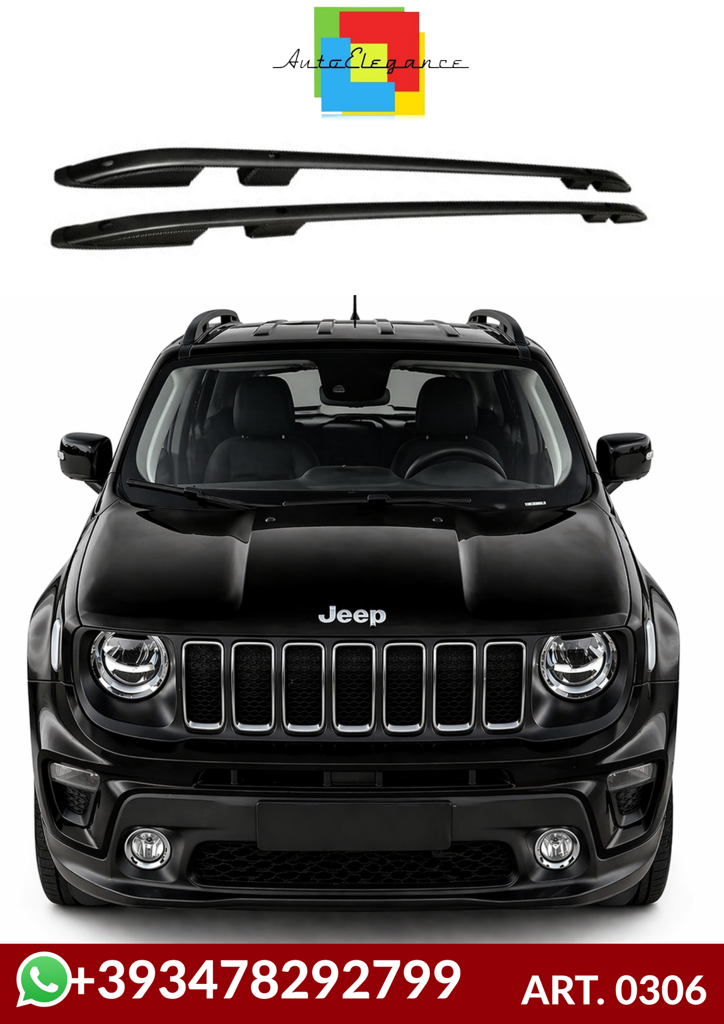 💕ART. 0306 + ART.2066 MANCORRENTI JEEP RENEGADE 2014-2023 NERI💕