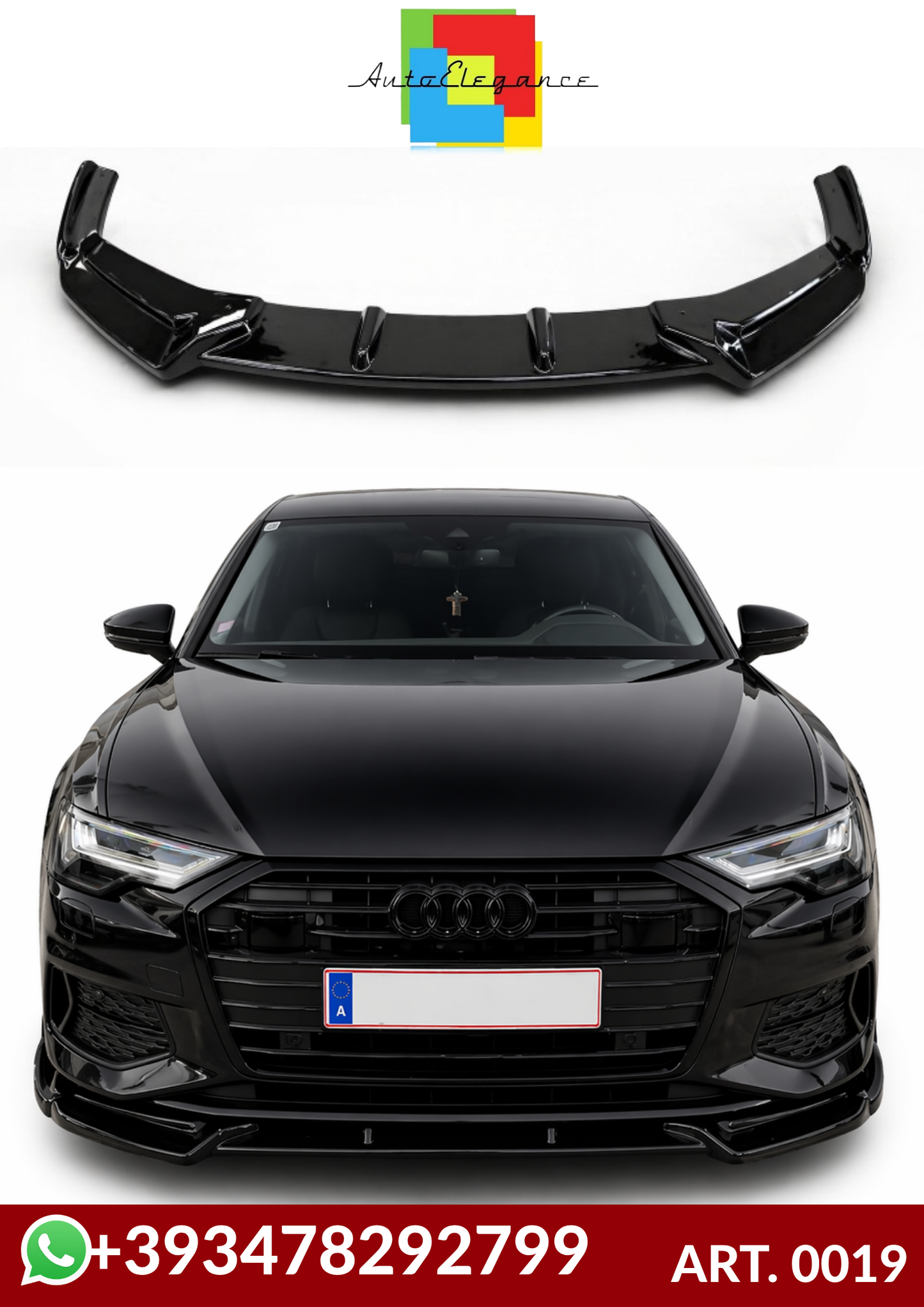 💕ART. 0019 SPLITTER AUDI A6 C8 2018+ RS6 NERO LUCIDO+s6+sline+standard💕