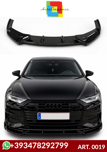 💕ART. 0019 SPLITTER AUDI A6 C8 2018+ RS6 NERO LUCIDO+s6+sline+standard💕