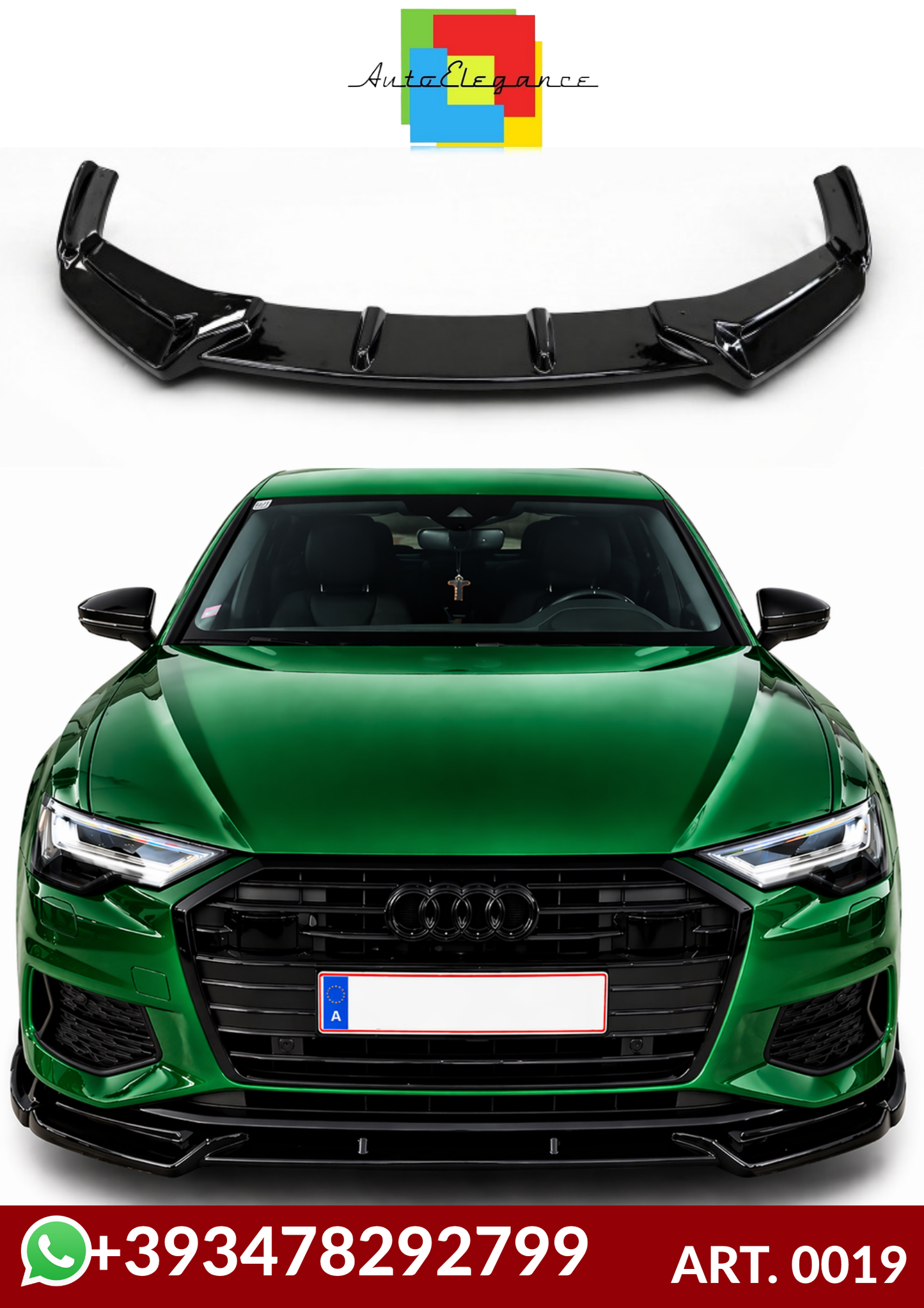 💕ART. 0019 SPLITTER AUDI A6 C8 2018+ RS6 NERO LUCIDO+s6+sline+standard💕