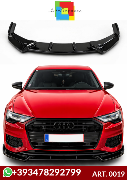 💕ART. 0019 SPLITTER AUDI A6 C8 2018+ RS6 NERO LUCIDO+s6+sline+standard💕