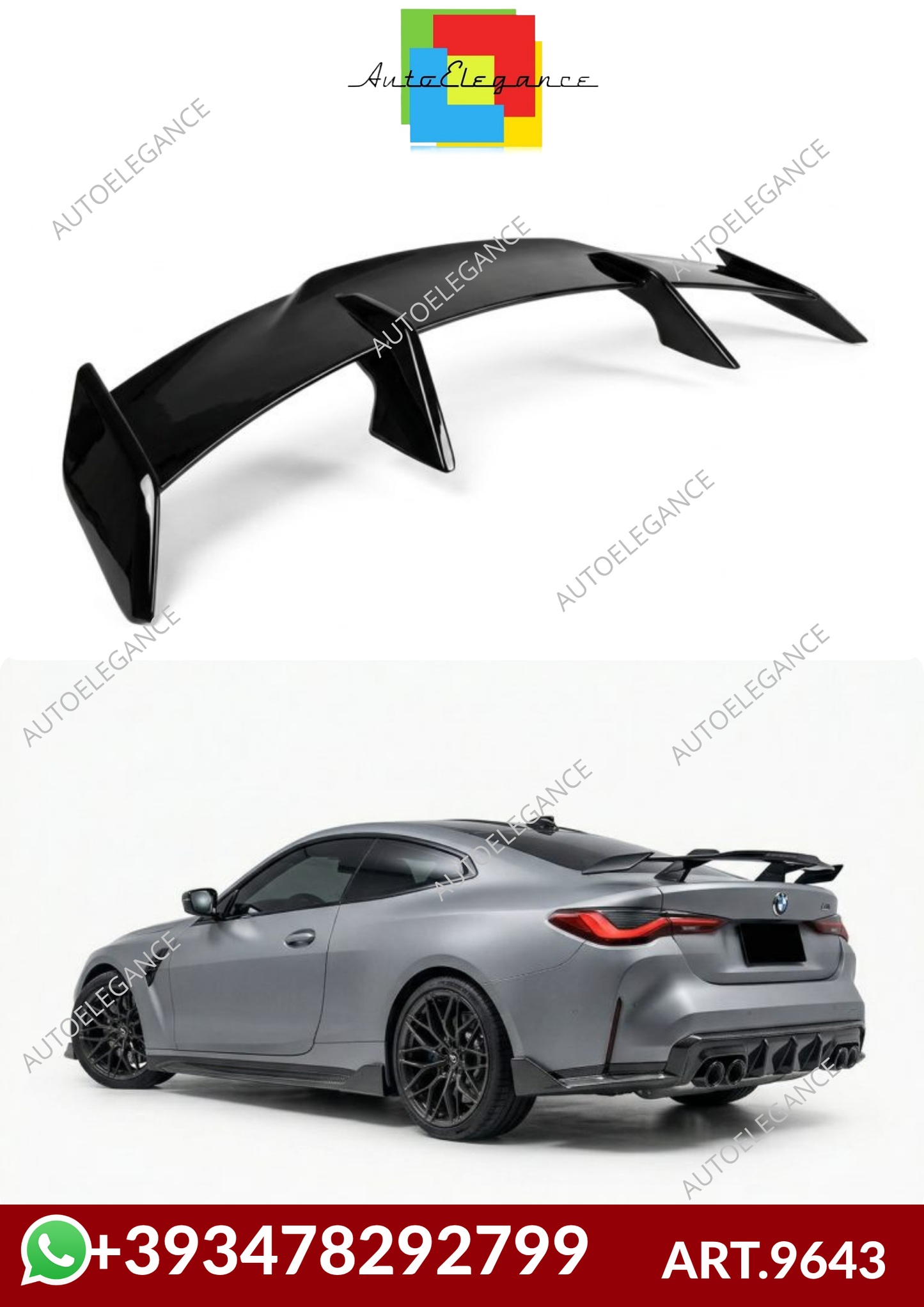 💕ART.9643 SPOILER BMW 3&4 Series(F30/F32/F80/F82/G20/G22/G80/G82) NERO LUCIDO💕