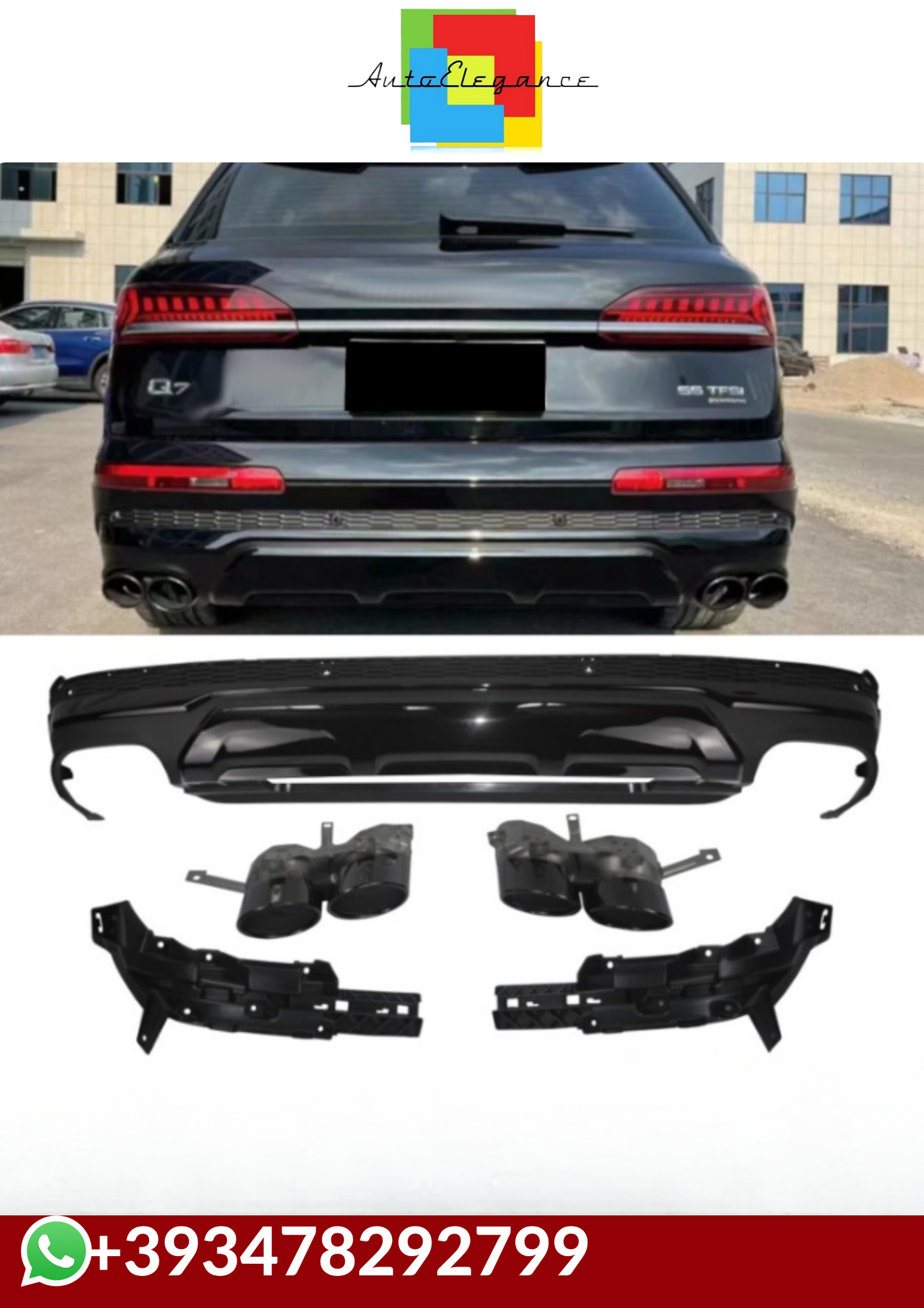 💕DIFFUSORI AUDI Q7 4M SQ7 STYLE NERO LUCIDO 2020-2023💕