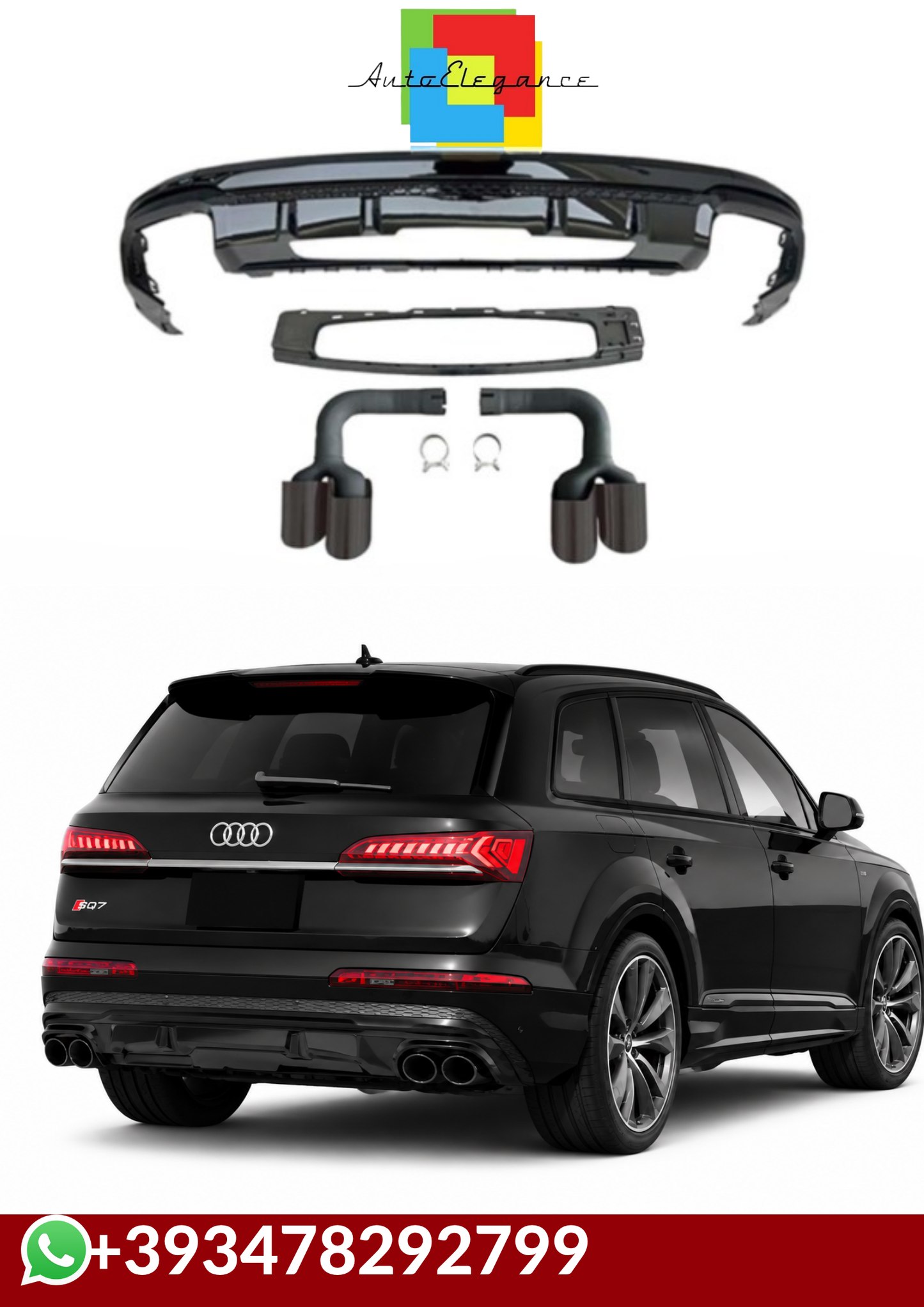 💕DIFFUSORI AUDI Q7 4M  SQ7 STYLE NERO LUCIDO FACELIFT 24+-💕