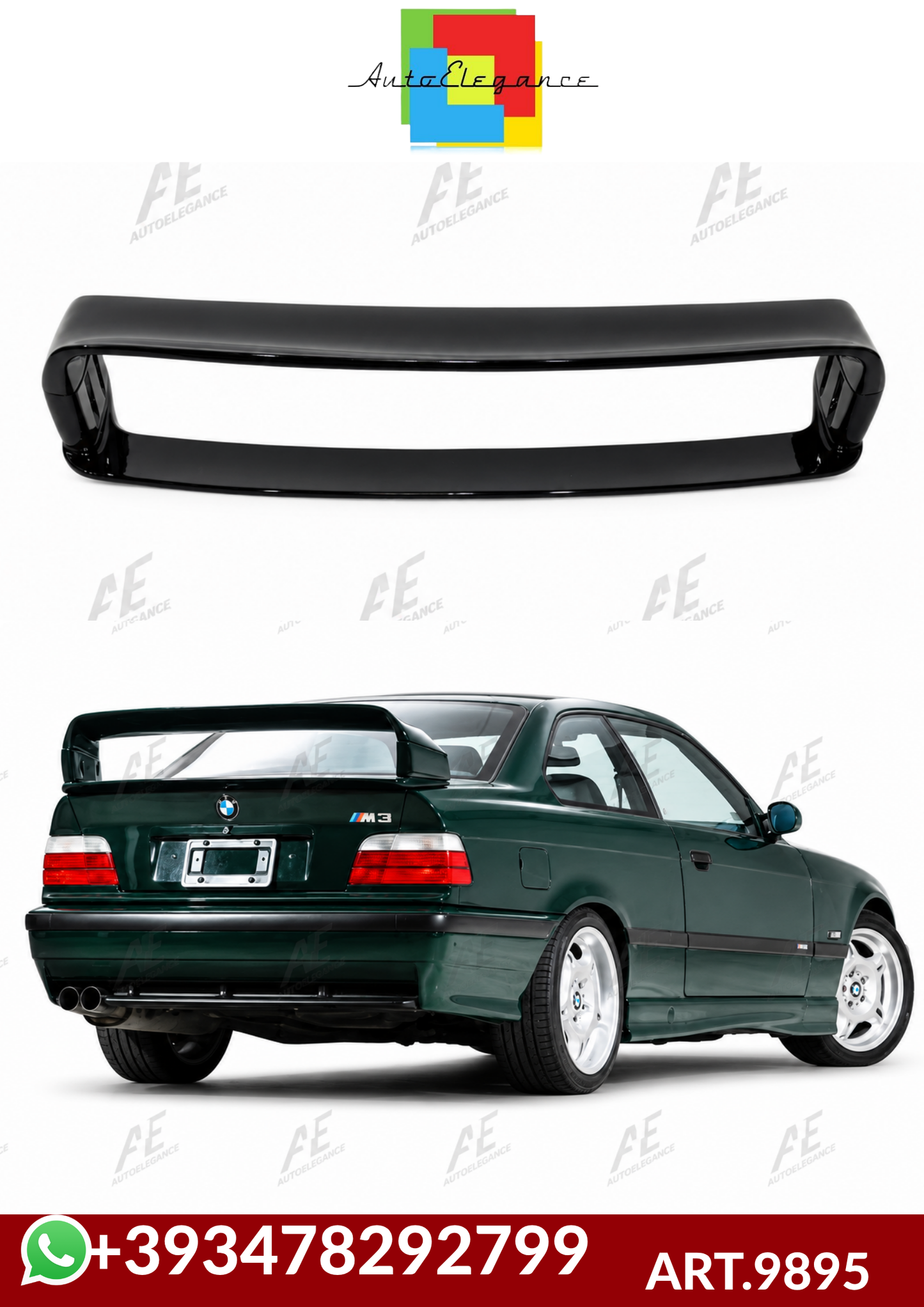 💕ART.9895 SPOILER Bmw 3 E36 Coupe Look M3 GT Nero lucido💕