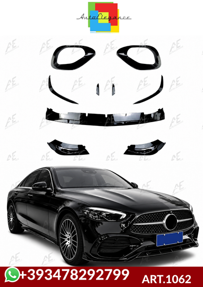 💕ART.1062 KIT AERO ANTERIORE MERCEDES CLASSE C W206 2021 AMG NERO LUCIDO💕