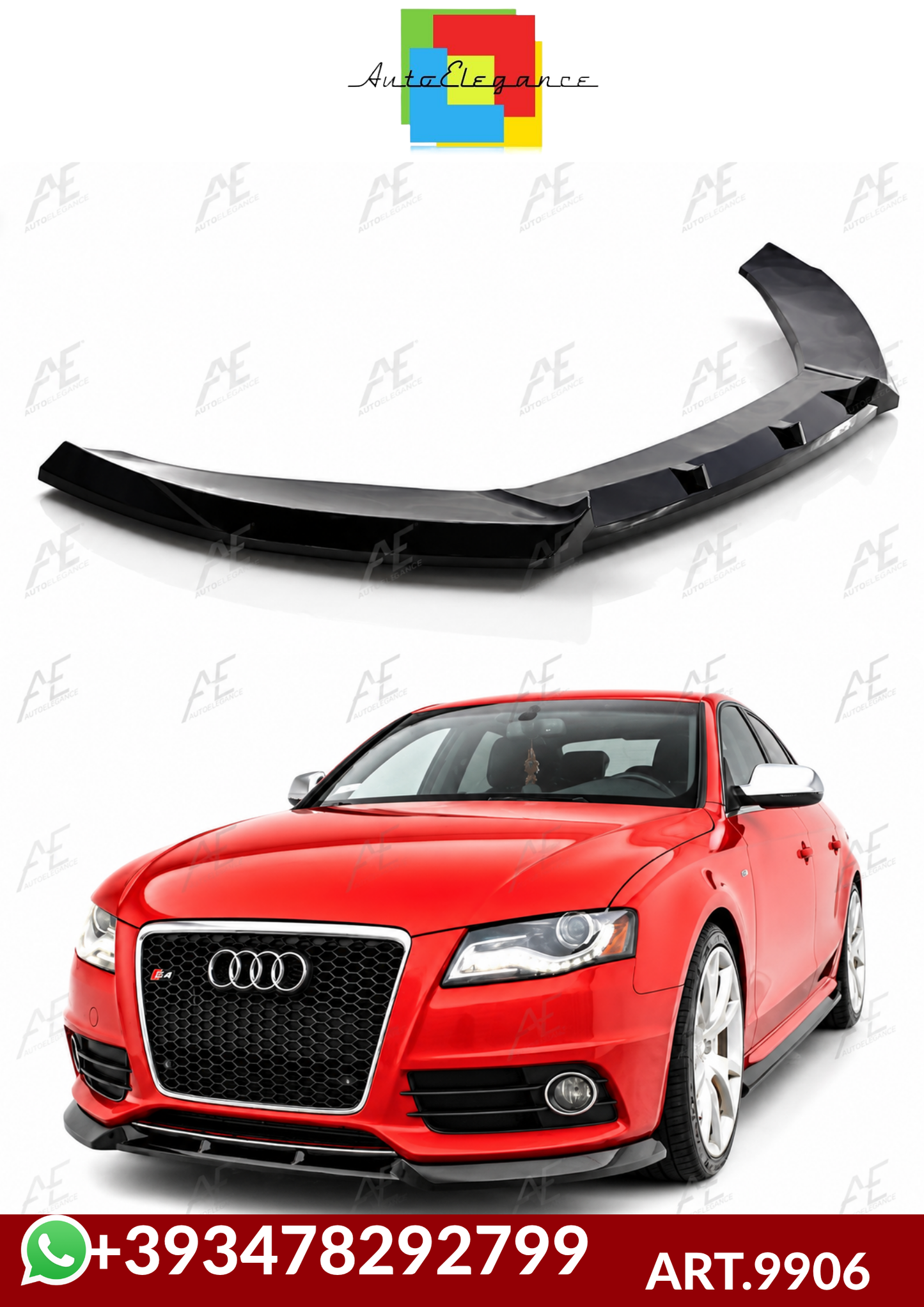 💕ART.9906  Splitter  Audi A4 S B8 2008+ b8 8k solo paraurti sline nero lucido💕