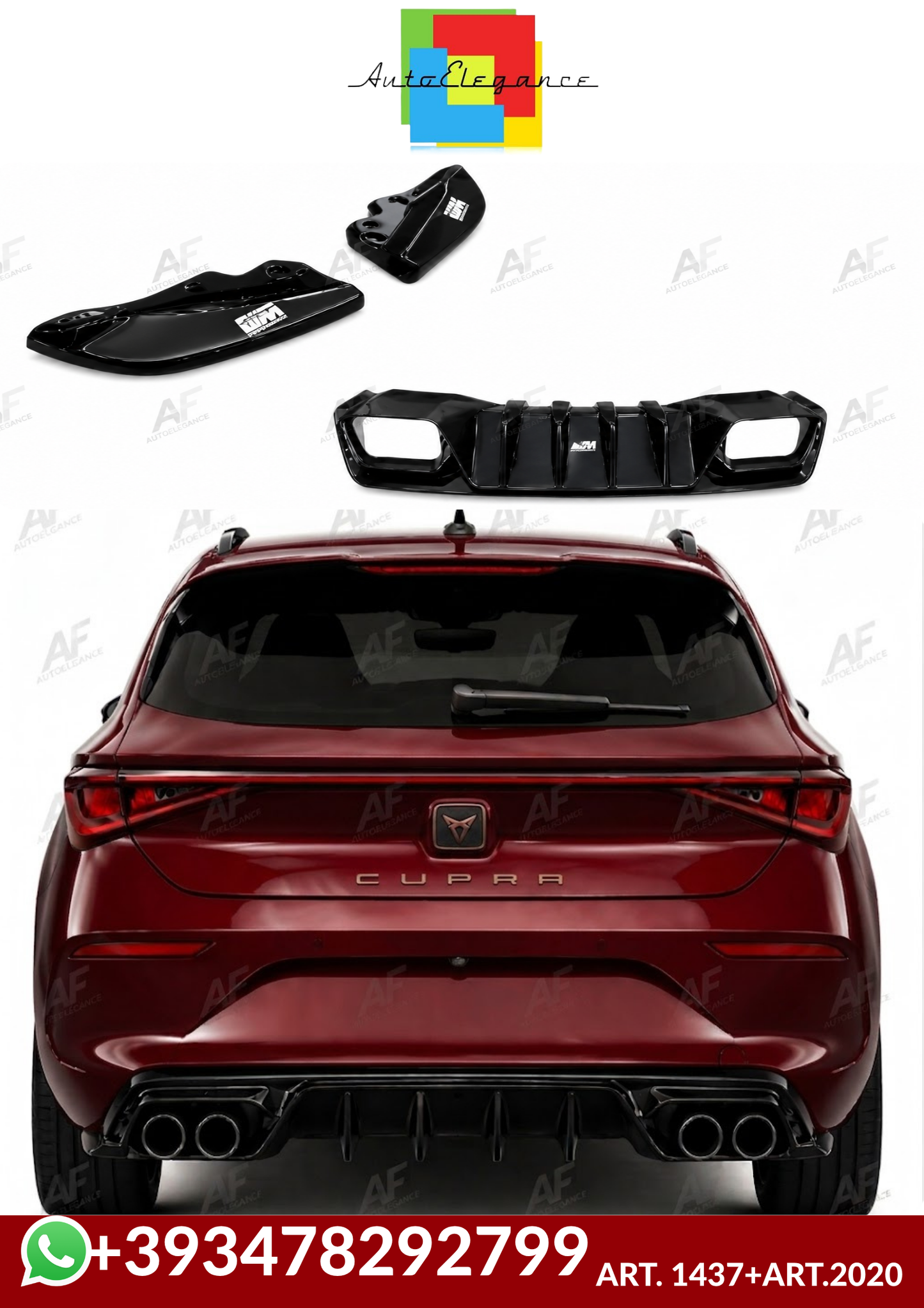 💕ART. 1437+ART.2020 FLAPS+DIFFUSORI CUPRA FORMENTOR /LEON  20+ NERO LUCIDO💕