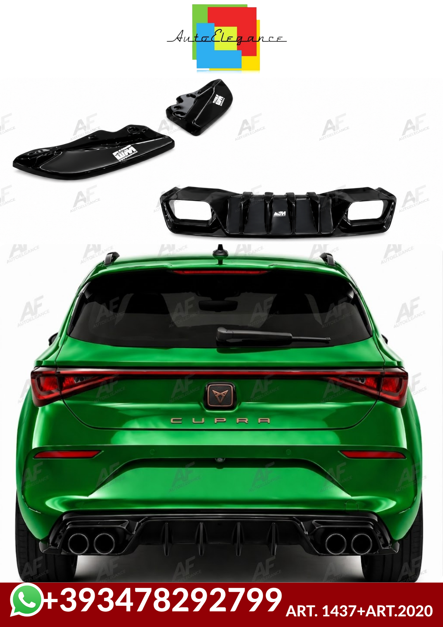💕ART. 1437+ART.2020 FLAPS+DIFFUSORI CUPRA FORMENTOR /LEON  20+ NERO LUCIDO💕