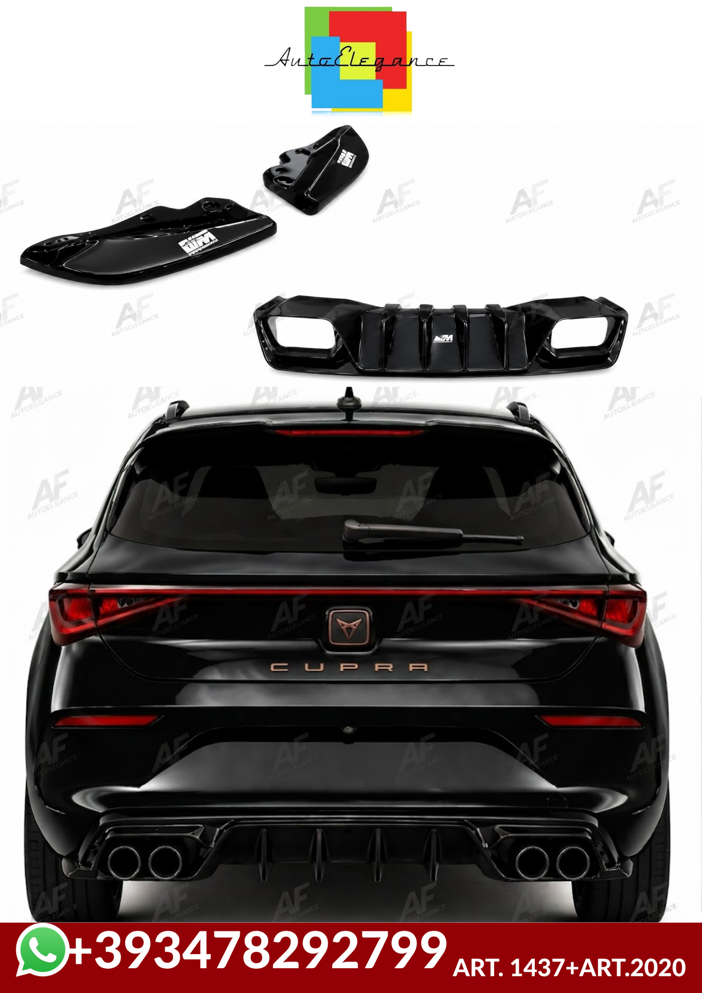 💕ART. 1437+ART.2020 FLAPS+DIFFUSORI CUPRA FORMENTOR /LEON  20+ NERO LUCIDO💕