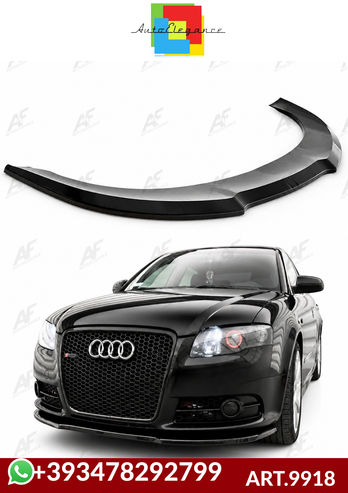 💕ART.9918 Splitter  Audi A4 B7 04 - 07 solo per paraurti sline nero lucido 💕