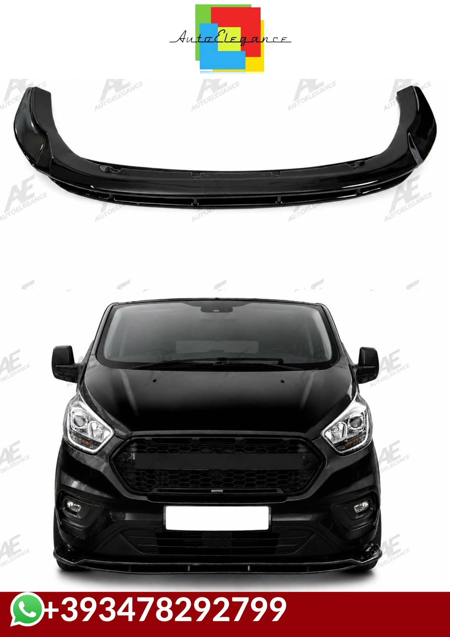 💕SPLITTER  FORD TRANSIT CUSTOM MK1 FACELIFT NERO  LUCIDO 2018-2022 💕