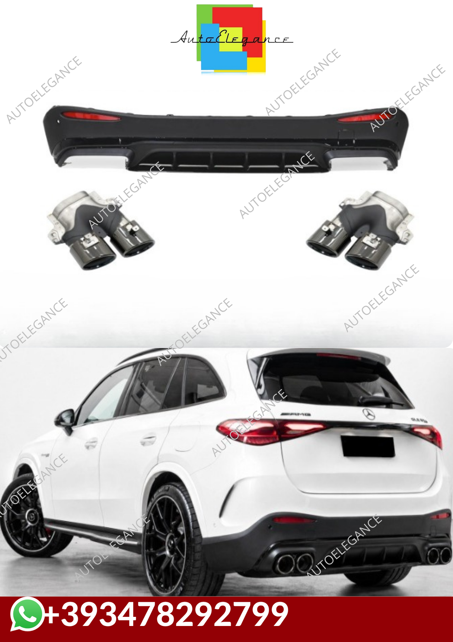 💕DIFFUSORI MERCEDES GLC X254 AMG 2022+NERO LUCIDO💕