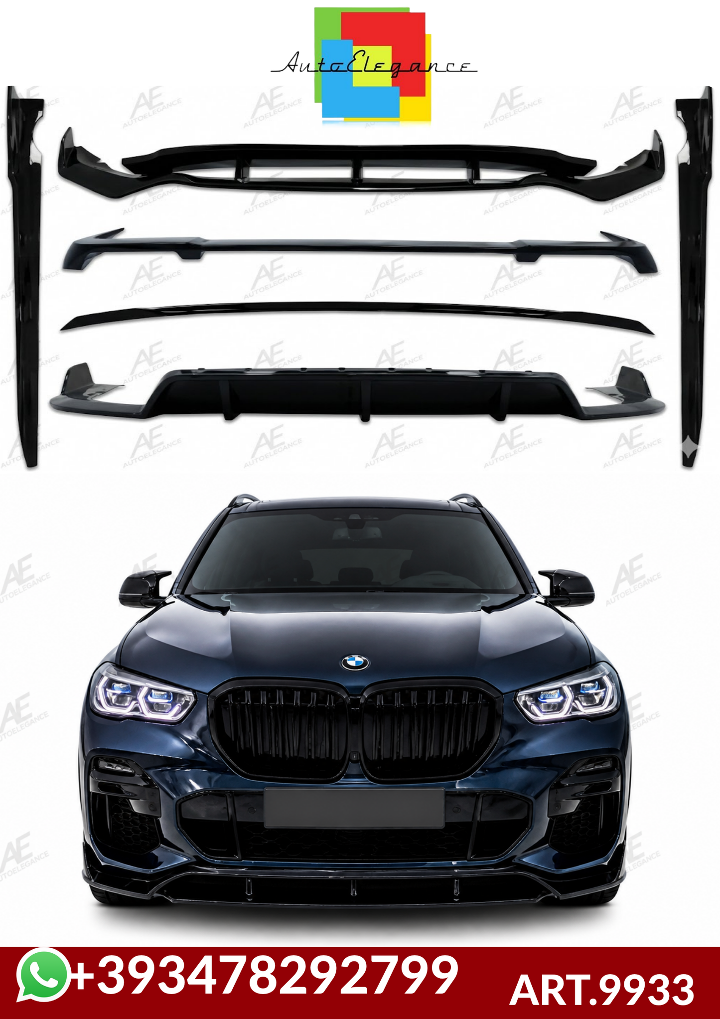 💕ART.9933  BODYKIT BMW X5 G05 (2018-2022) M-Tech  NERO  LUCIDO 💕