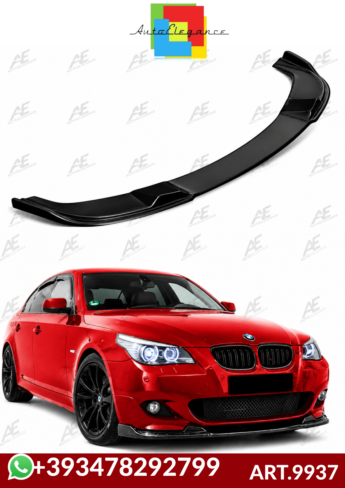 💕ART.9937 SPLITTER BMW 5 E60 2003+ SOLO PER PARAURTI MTECH NERO LUCIDO💕