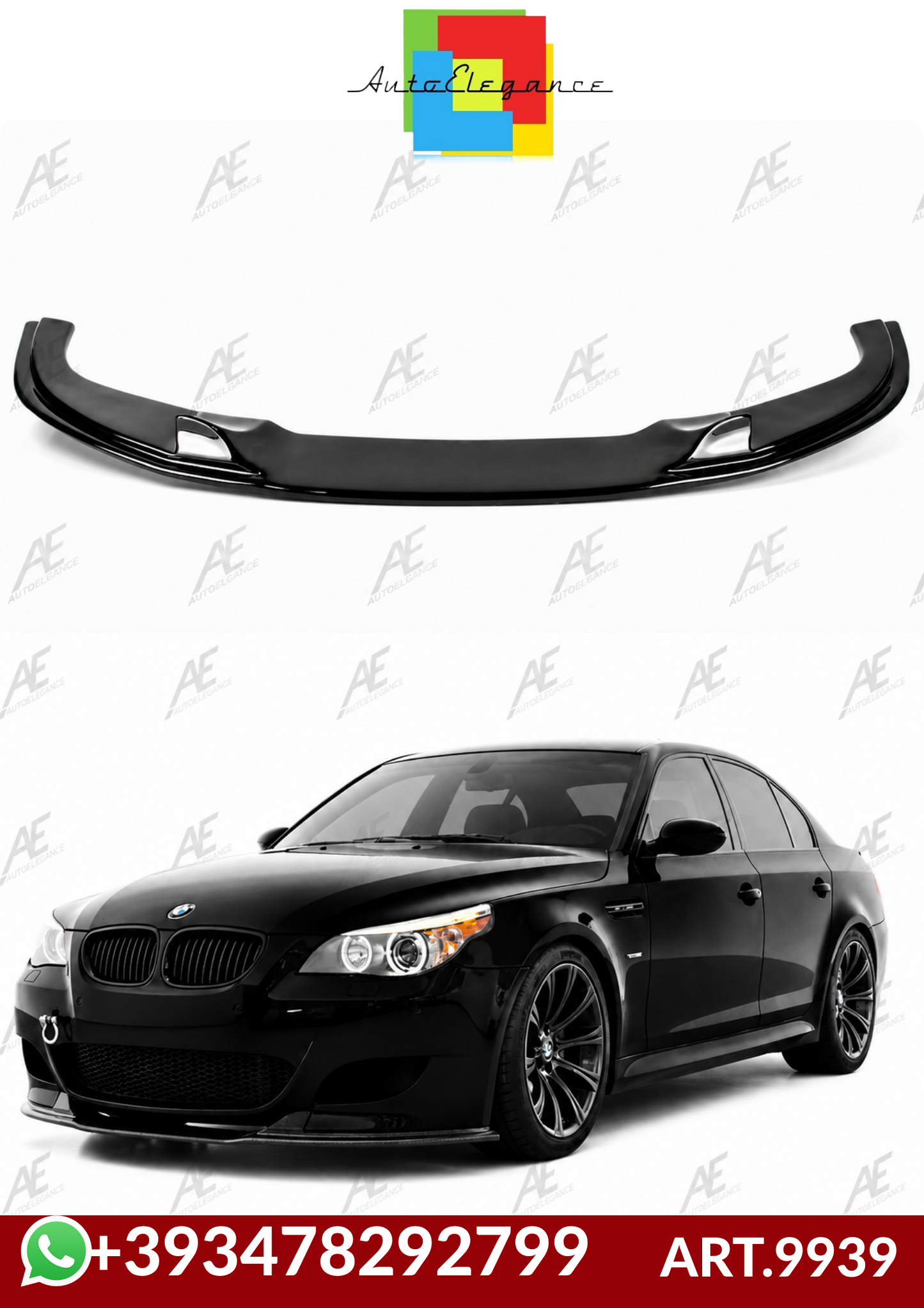 💕ART.9939 SPLITTER BMW E60 2003+ SOLO PER PARAURTI M5STYLE  NERO LUCIDO 💕