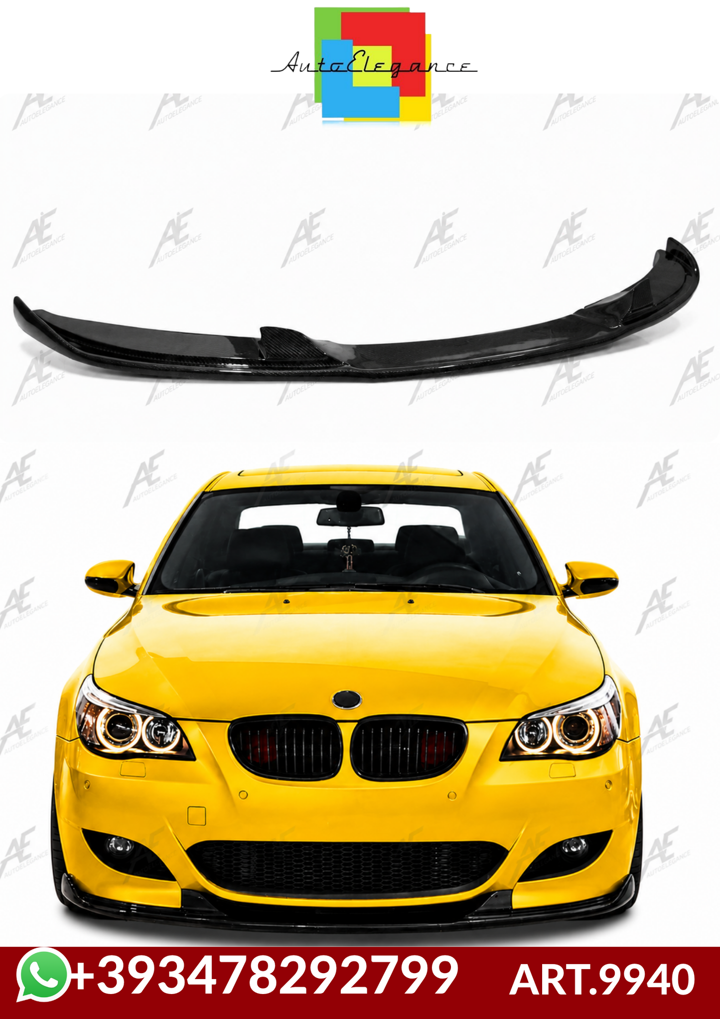 💕ART.9940 SPLITTER BMW E60 2003+ SOLO PER PARAURTI M5STYLE  NERO LUCIDO 💕