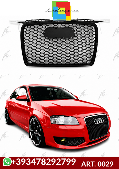 💕ART. 0029 GRIGLIA AUDI A3 8P 2004-2008 LOOK RS3 NERO  LUCIDO💕