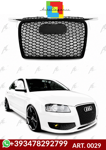 💕ART. 0029 GRIGLIA AUDI A3 8P 2004-2008 LOOK RS3 NERO  LUCIDO💕