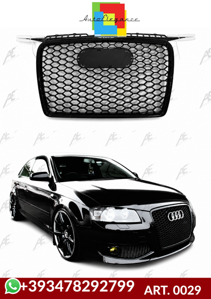 💕ART. 0029 GRIGLIA AUDI A3 8P 2004-2008 LOOK RS3 NERO  LUCIDO💕