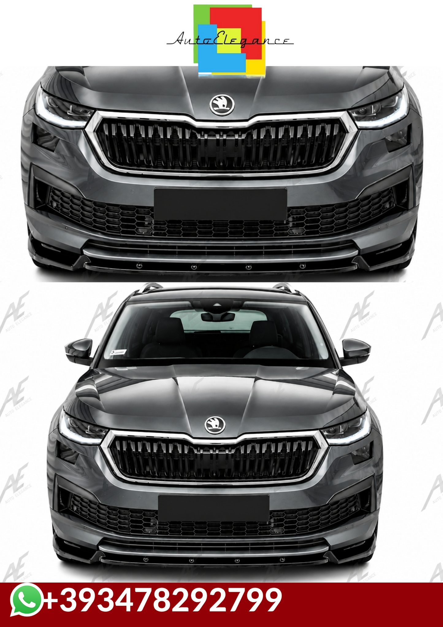 💕SPLITTER  Skoda Kodiaq Mk1 FL 2021+  NERO  LUCIDO 💕