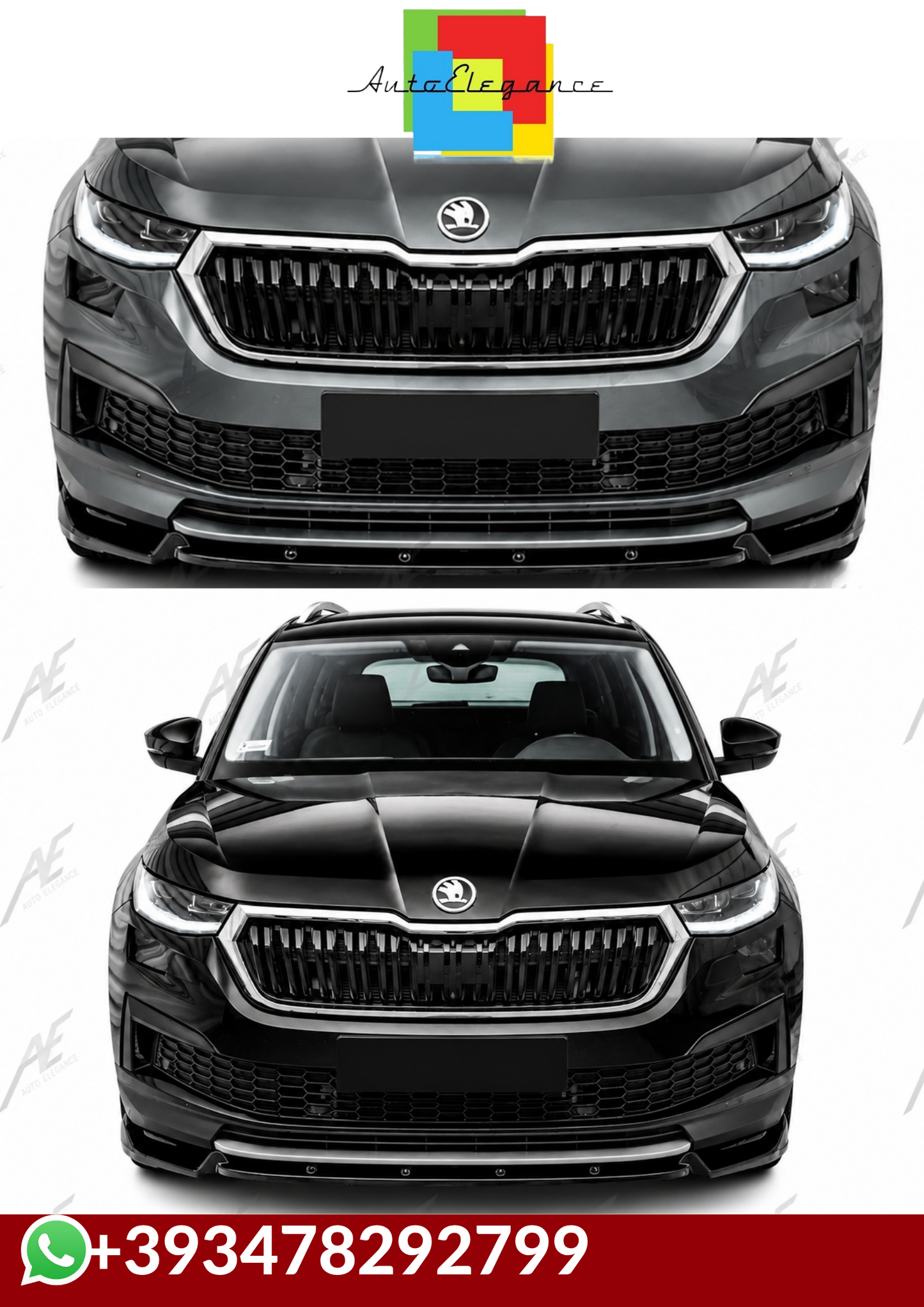 💕SPLITTER  Skoda Kodiaq Mk1 FL 2021+  NERO  LUCIDO 💕