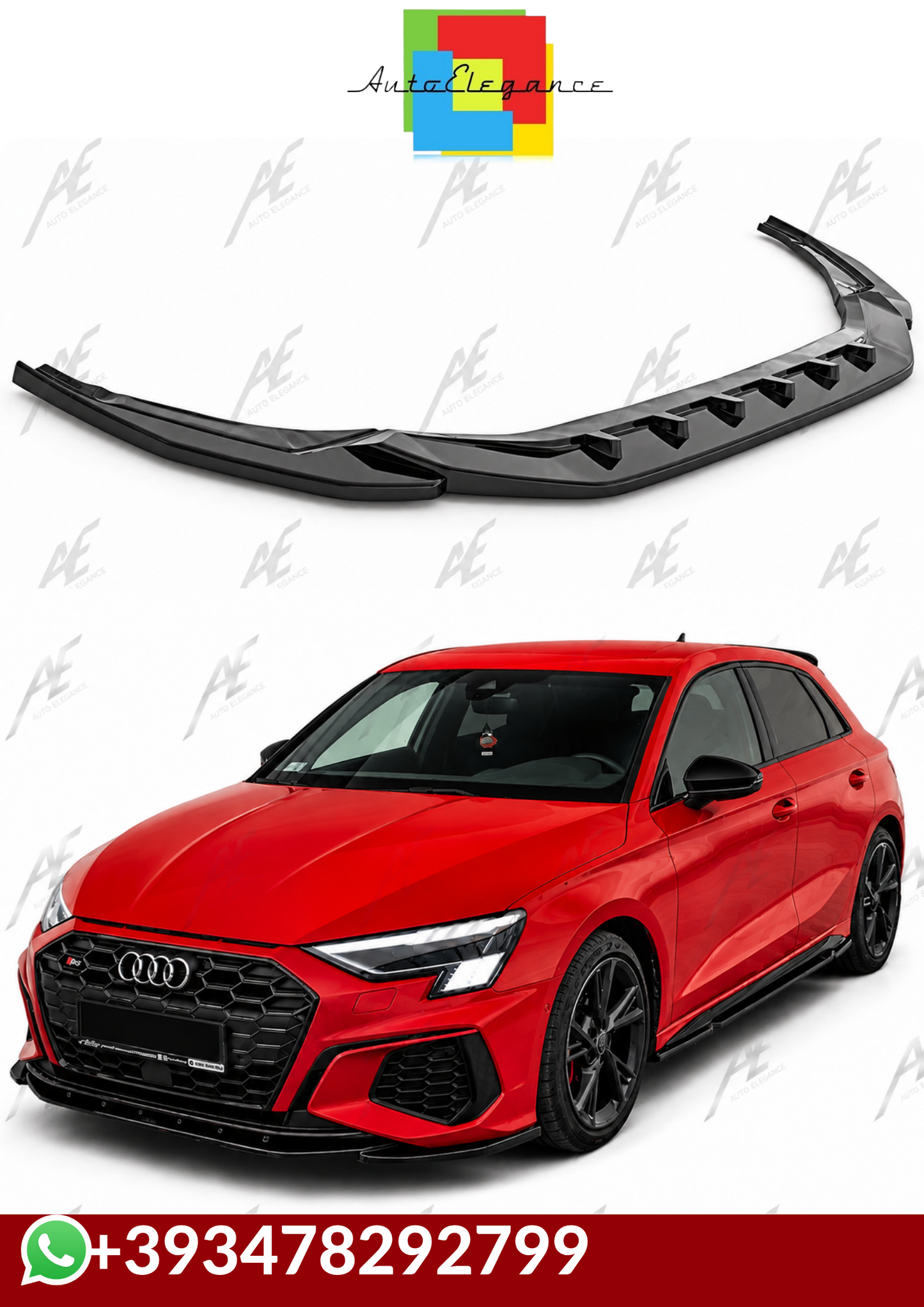 💕SPLITTER   Audi A3 S 8Y 2020+ NERO  LUCIDO 💕