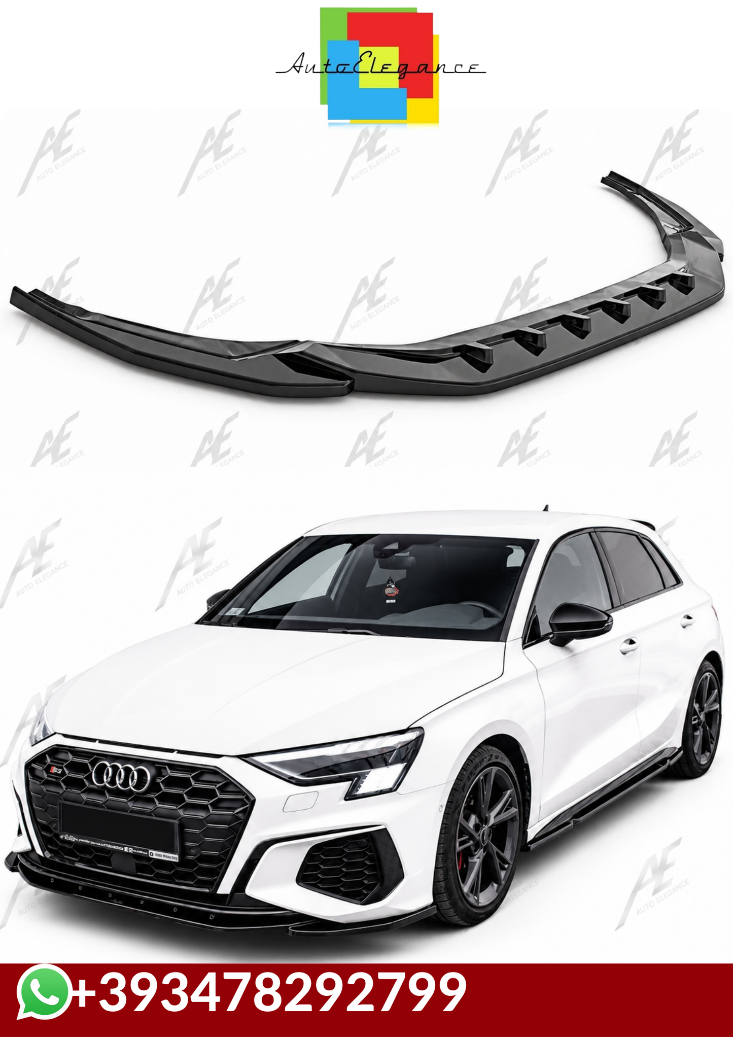 💕SPLITTER   Audi A3 S 8Y 2020+ NERO  LUCIDO 💕