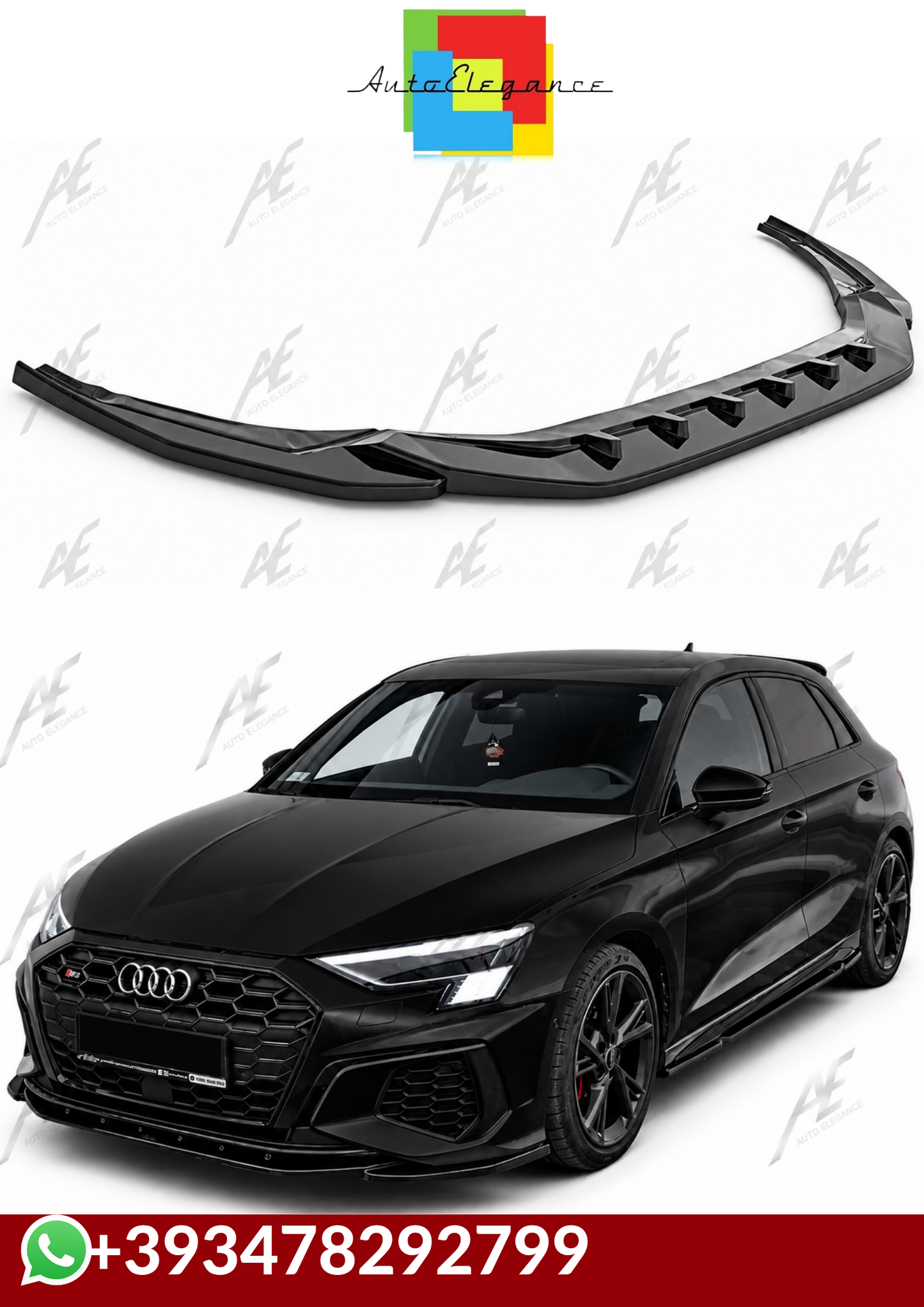 💕SPLITTER   Audi A3 S 8Y 2020+ NERO  LUCIDO 💕