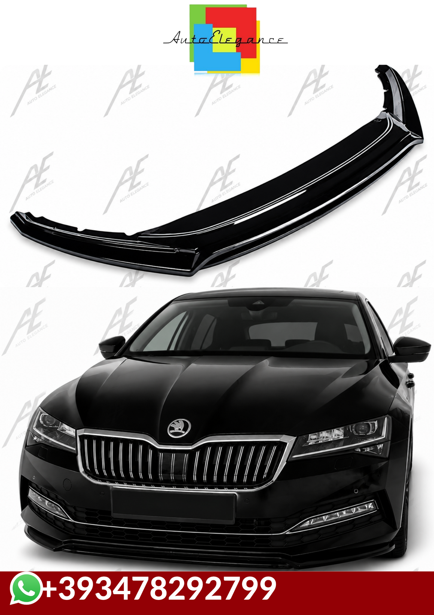 💕SPLITTER  Skoda Superb Mk3 FL 2019+  NERO  LUCIDO 💕