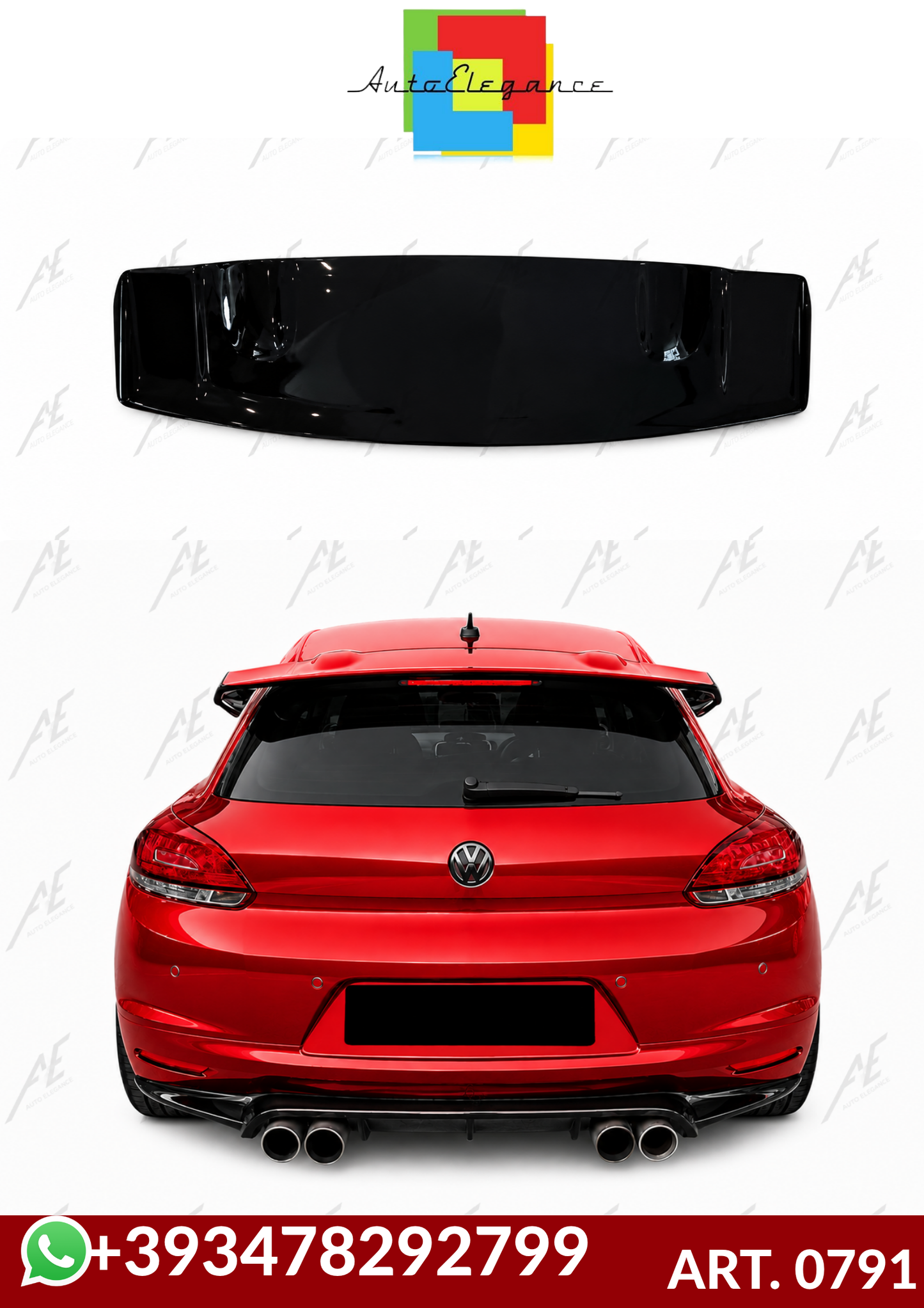 💕ART. 0791 SPOILER SCIROCCO 2008-2013 LOOK R-CUP NERO LUCIDO💕
