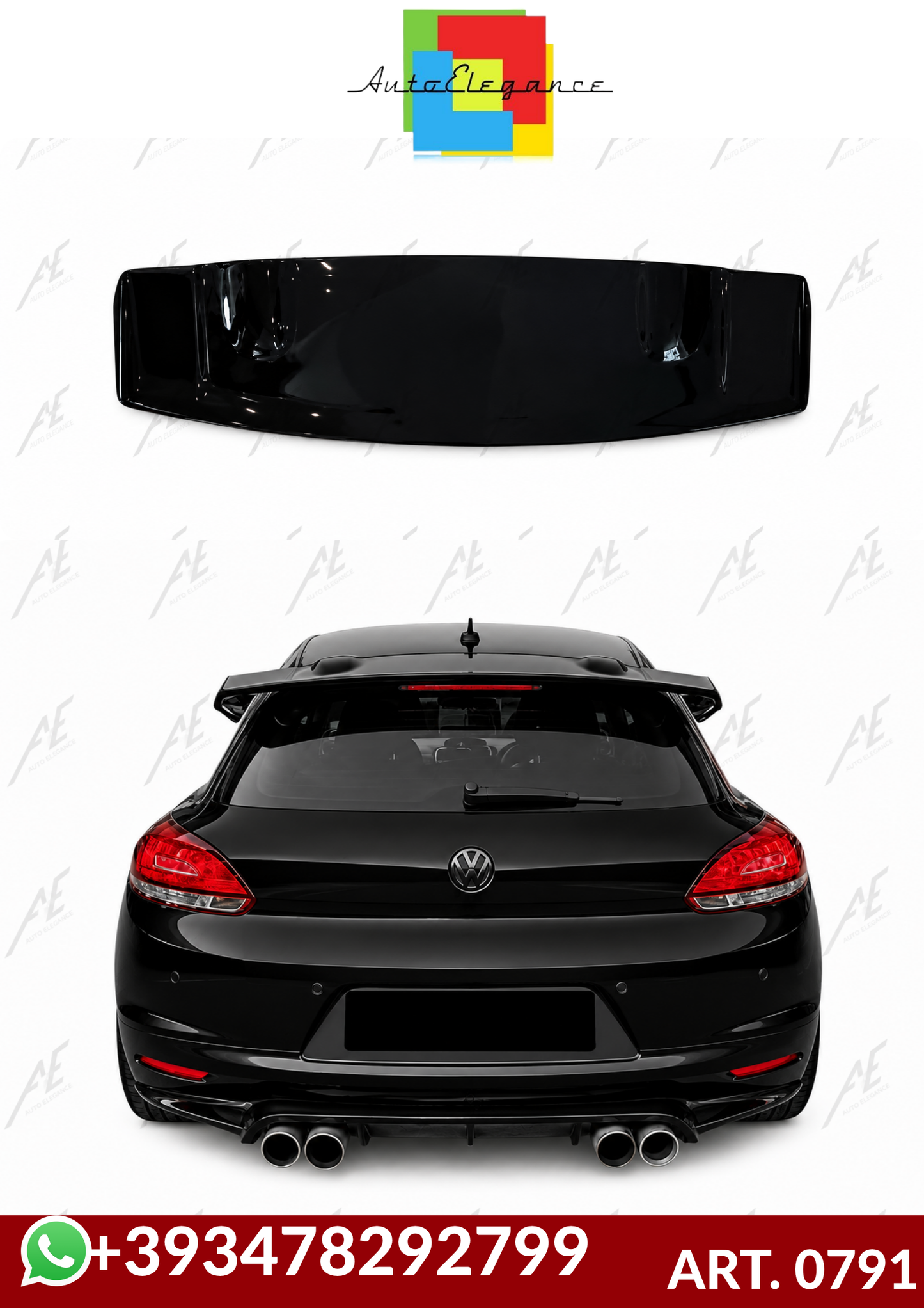 💕ART. 0791 SPOILER SCIROCCO 2008-2013 LOOK R-CUP NERO LUCIDO💕