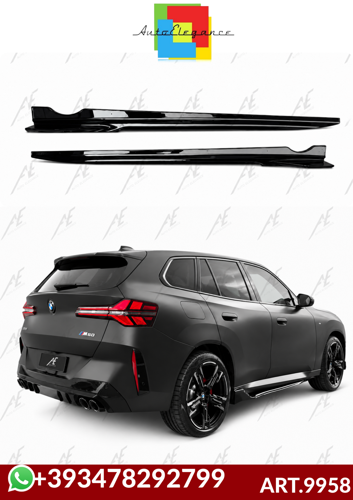💕ART.9958 SOTTO MINIGONNE BMW  X3 G45 2024+ NERO LUCIDO💕