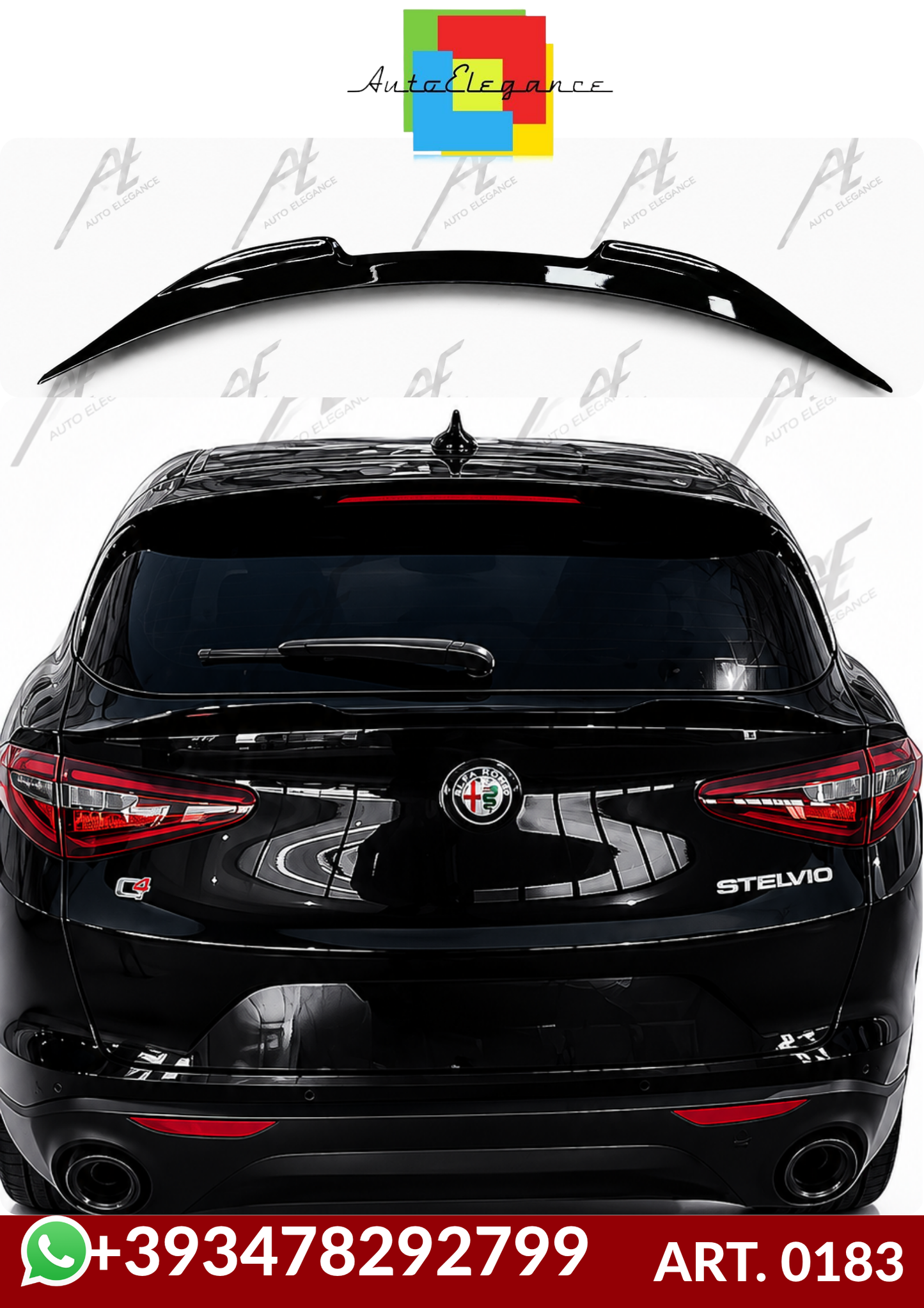 💕ART. 0183 SPOILER BAGAGLIAIO ALFA ROMEO STELVIO NERO LUCIDO💕