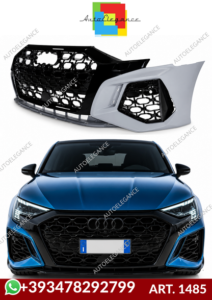💕ART. 1485 PARAURTI ANTERIORE AUDI A3 8Y 2020-2023 LOOK RS3 SEDAN SPORTBACK💕