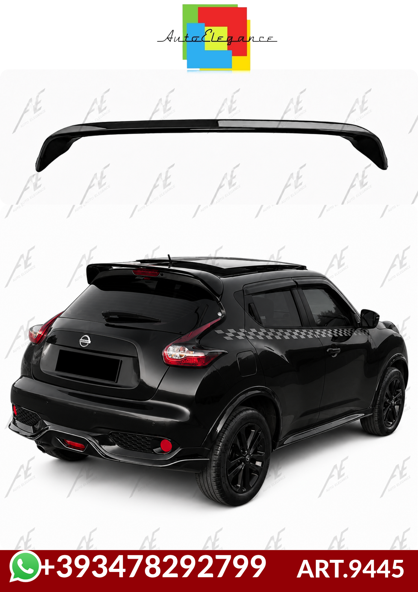 💕ART.9445 SPOILER TETTO NISSAN JUKE RACE NERO LUCIDOO 10-19💕